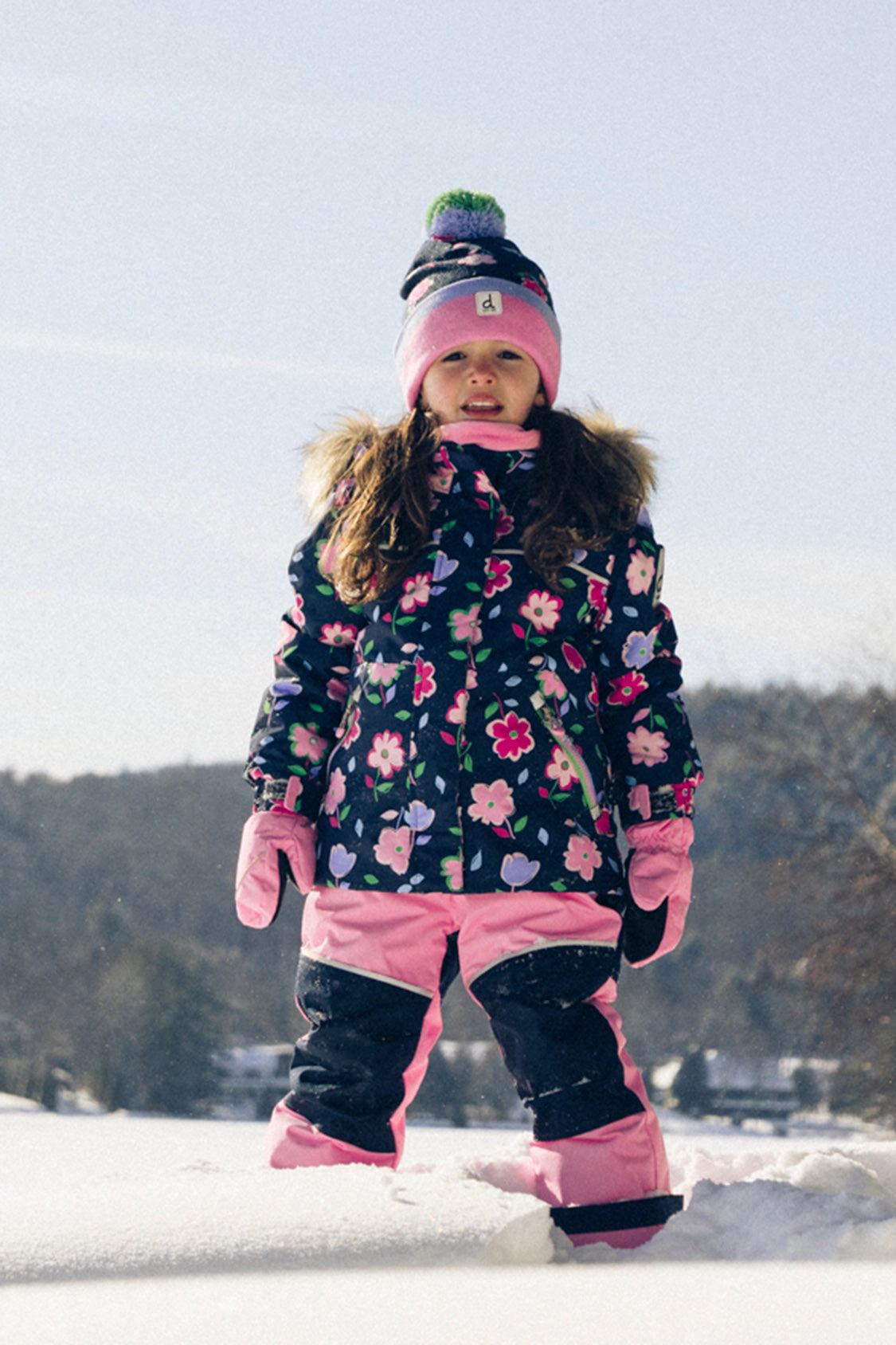 Deux par Girls Floral Print Two Piece Discover Snowsuit with Hooded Jacket and Snow Pants