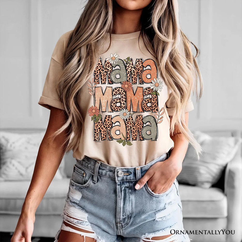 OrnamentallyYou Womens Leopard Mama Floral Retro T-Shirt