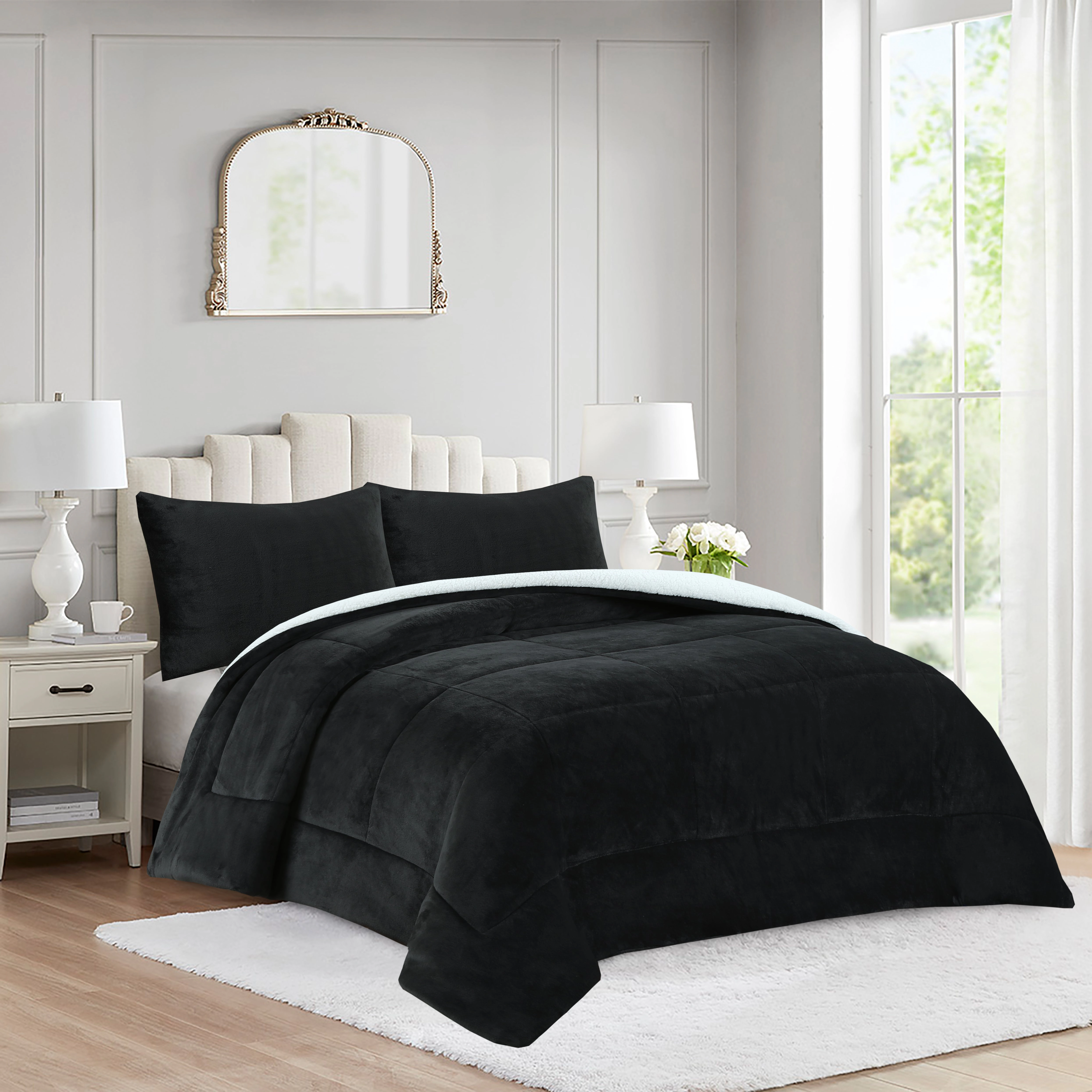 MarCielo 3 Pieces Ultra Soft Micromink Sherpa Comforter Set
