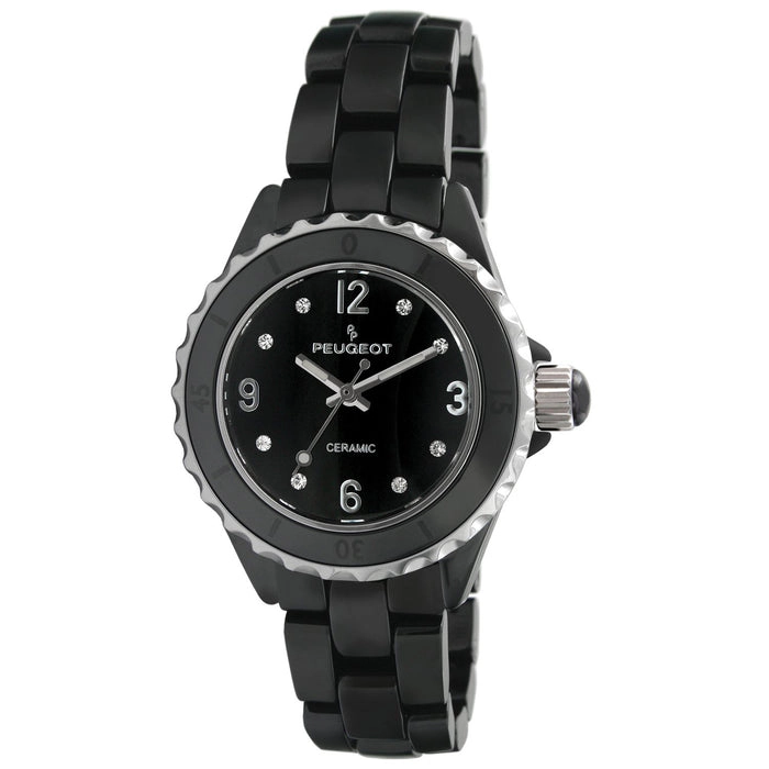 Peugeot Women's 36mm Black Genuine Ceramic Watch with Sport Bezel