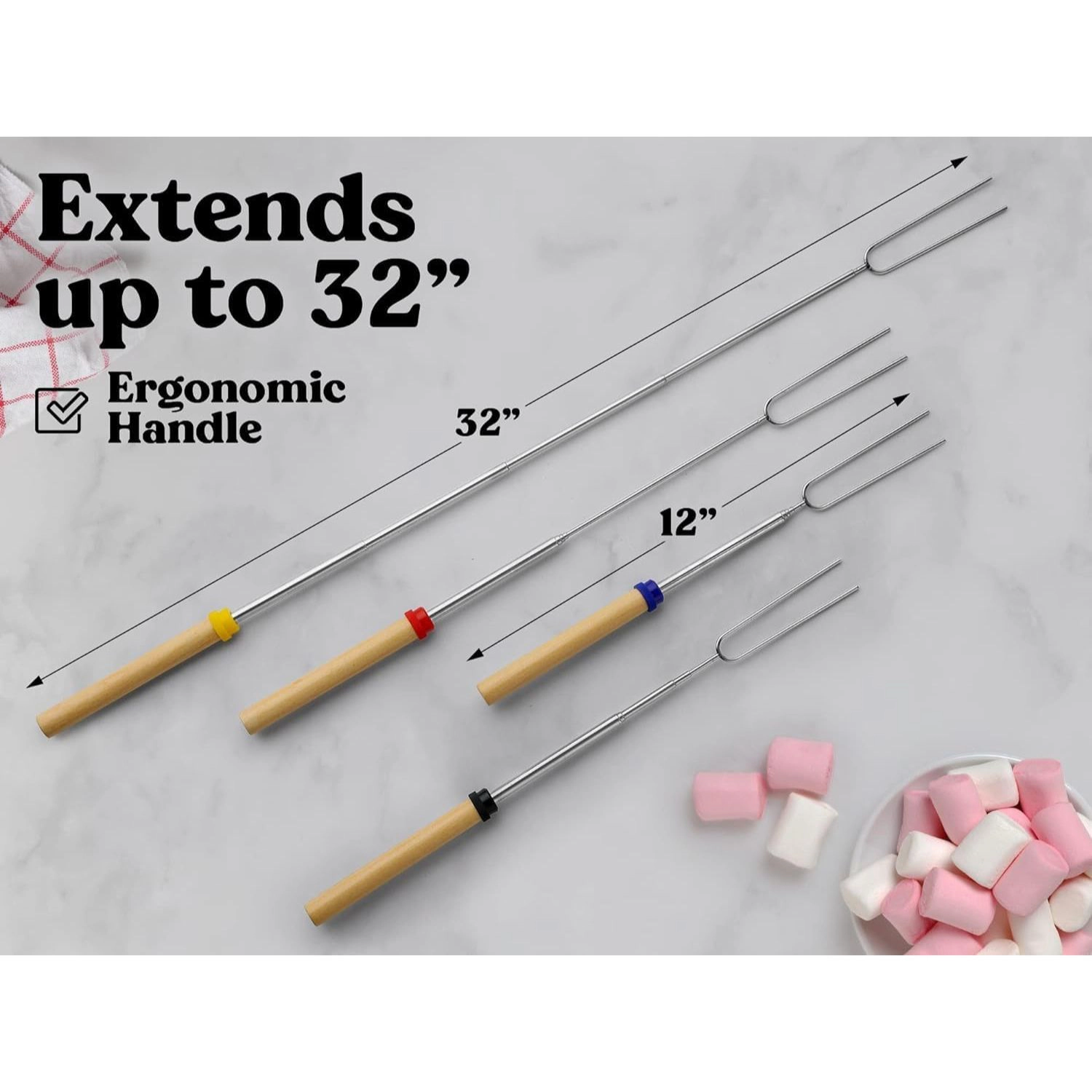 Zulay Kitchen Sturdy Marshmallow Sticks for Fire Pit - Great Smores Sticks Smores Kit for Fire Pit