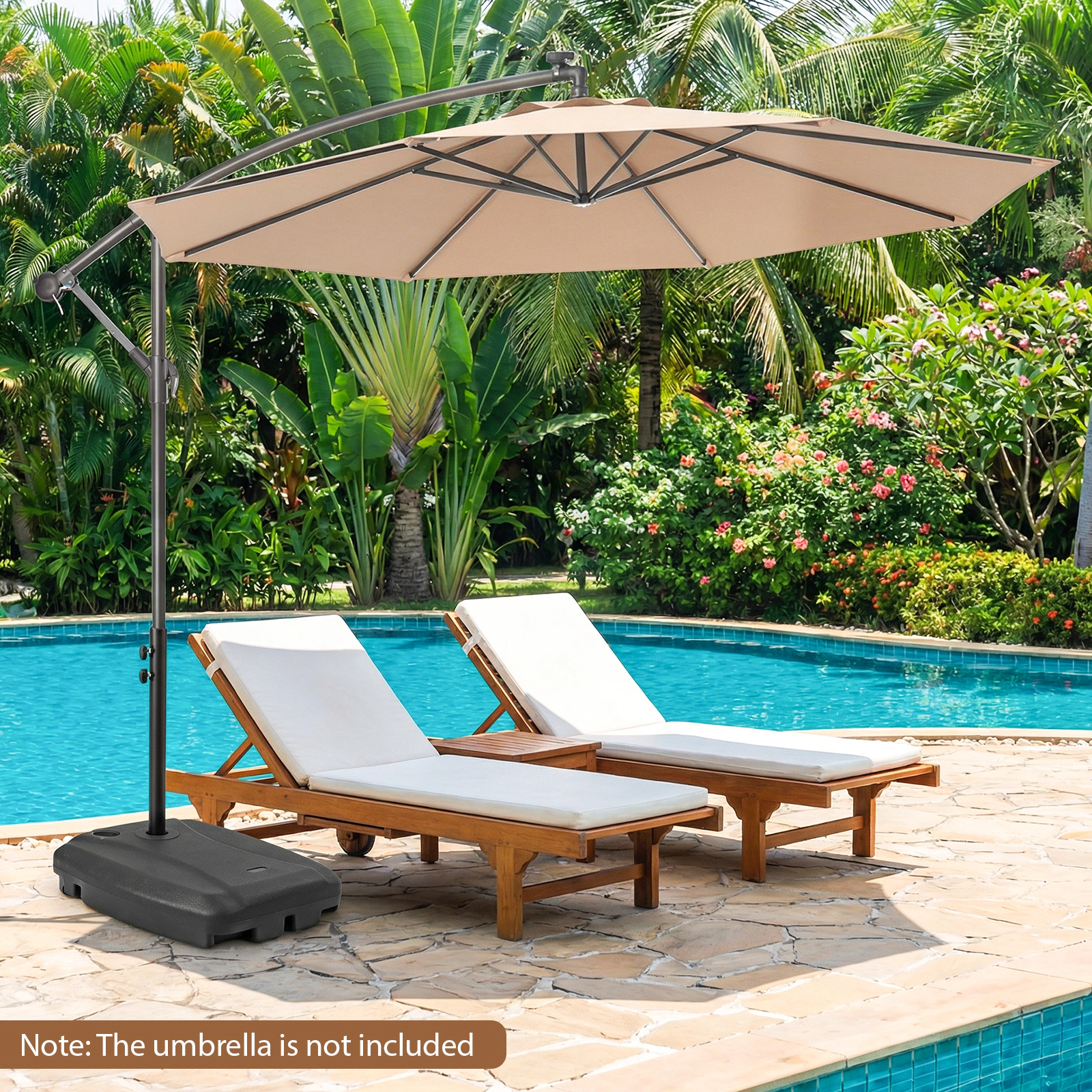 Slickblue Fillable Cantilever Umbrella Base with Wheels Cross Bracket 220 lb Black