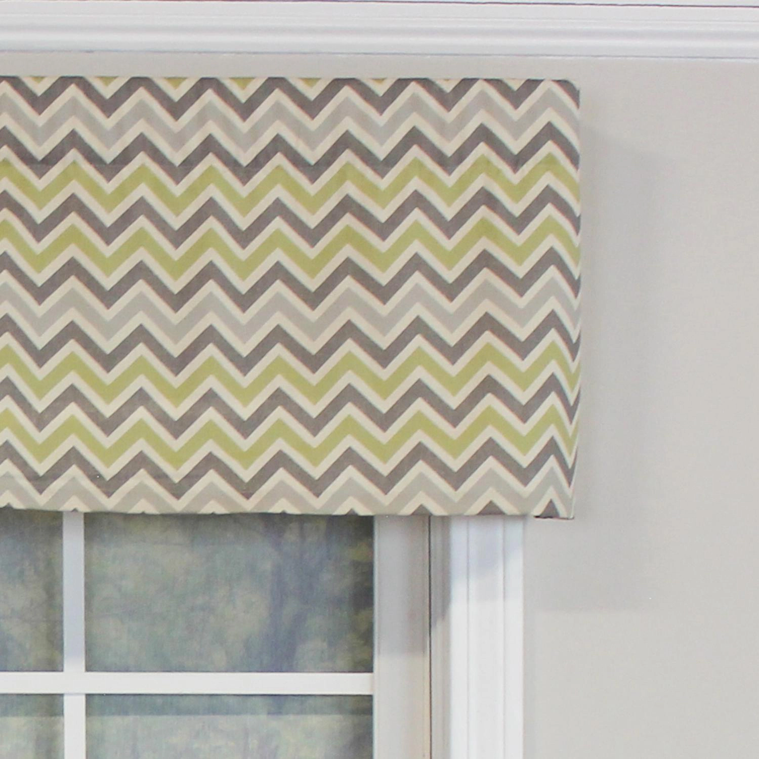 RLF Home See Saw Tailored 100% Cotton with Fully Lined 3" Rod Pocket Valnance for Windows 50" x 14" Fern Green