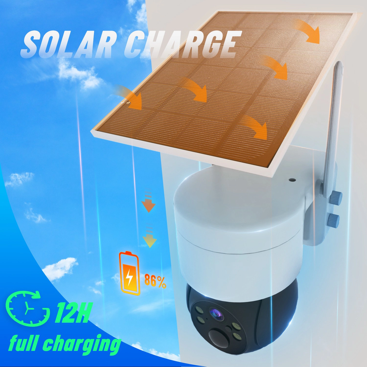 Eco4life 2.5K Solar Wire-Free PTZ Outdoor Security Camera
