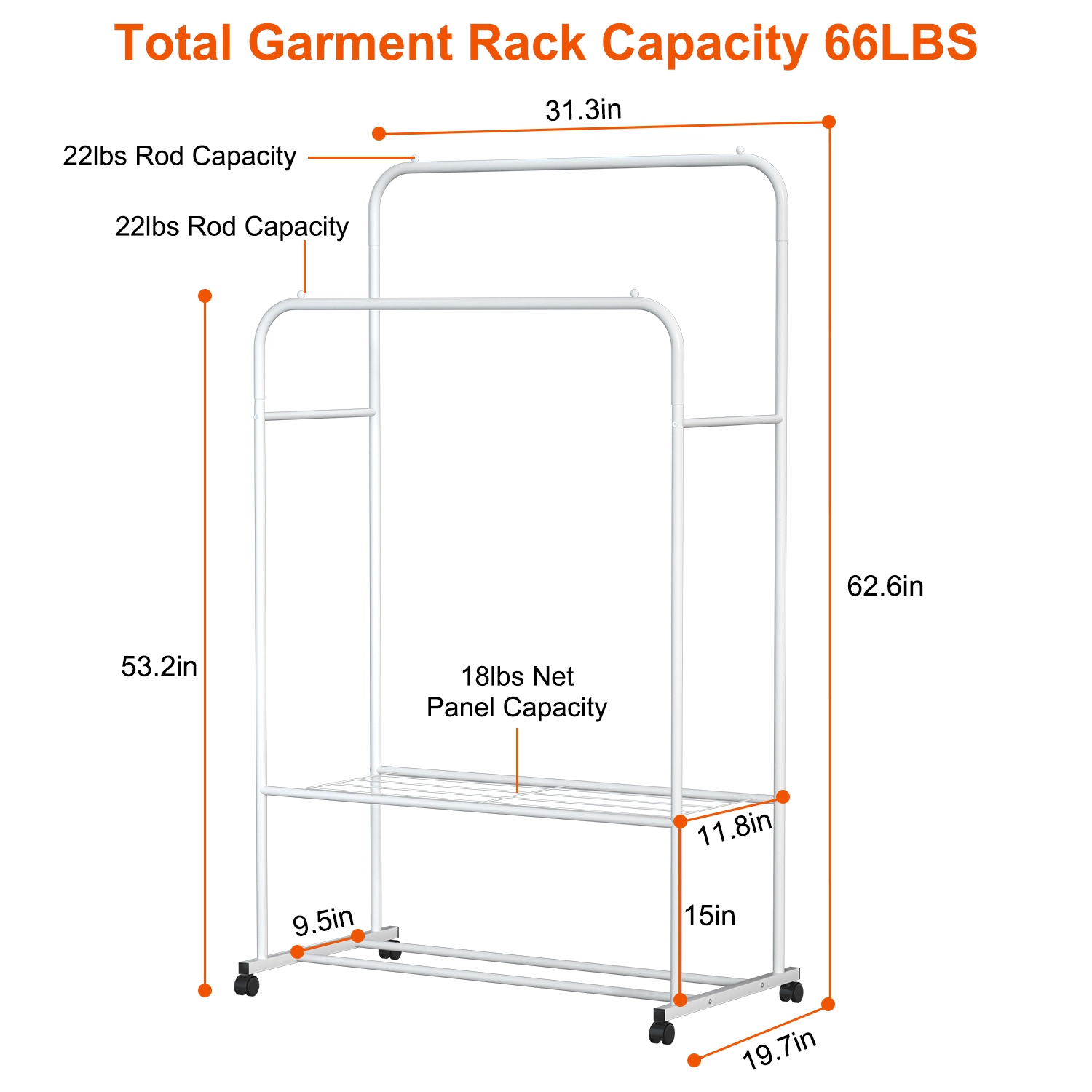 GBruno Rolling Garment Rack With Shoe Storage