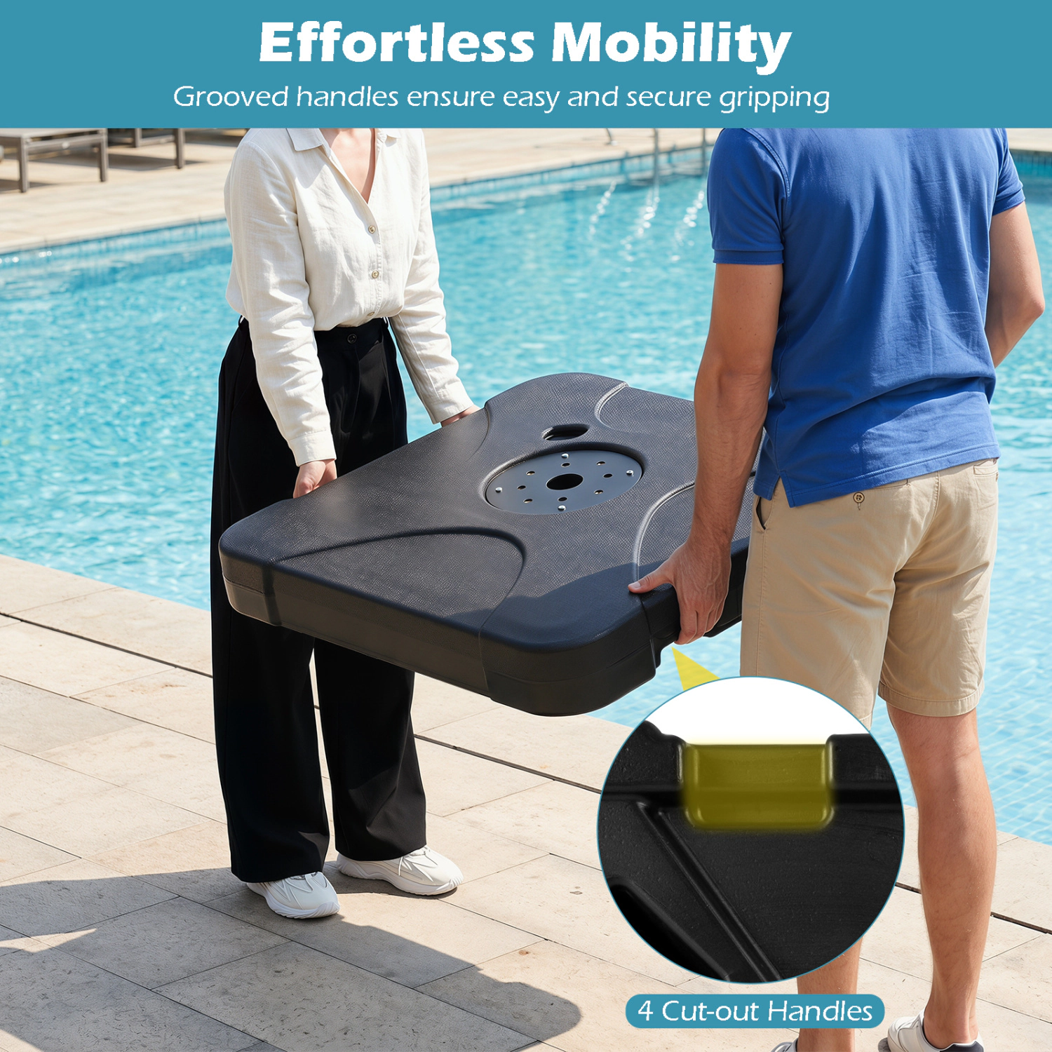 Slickblue Patio Cantilever Umbrella Base Stand 8–10 ft Compatible Water Sand Fill Reservoir Black