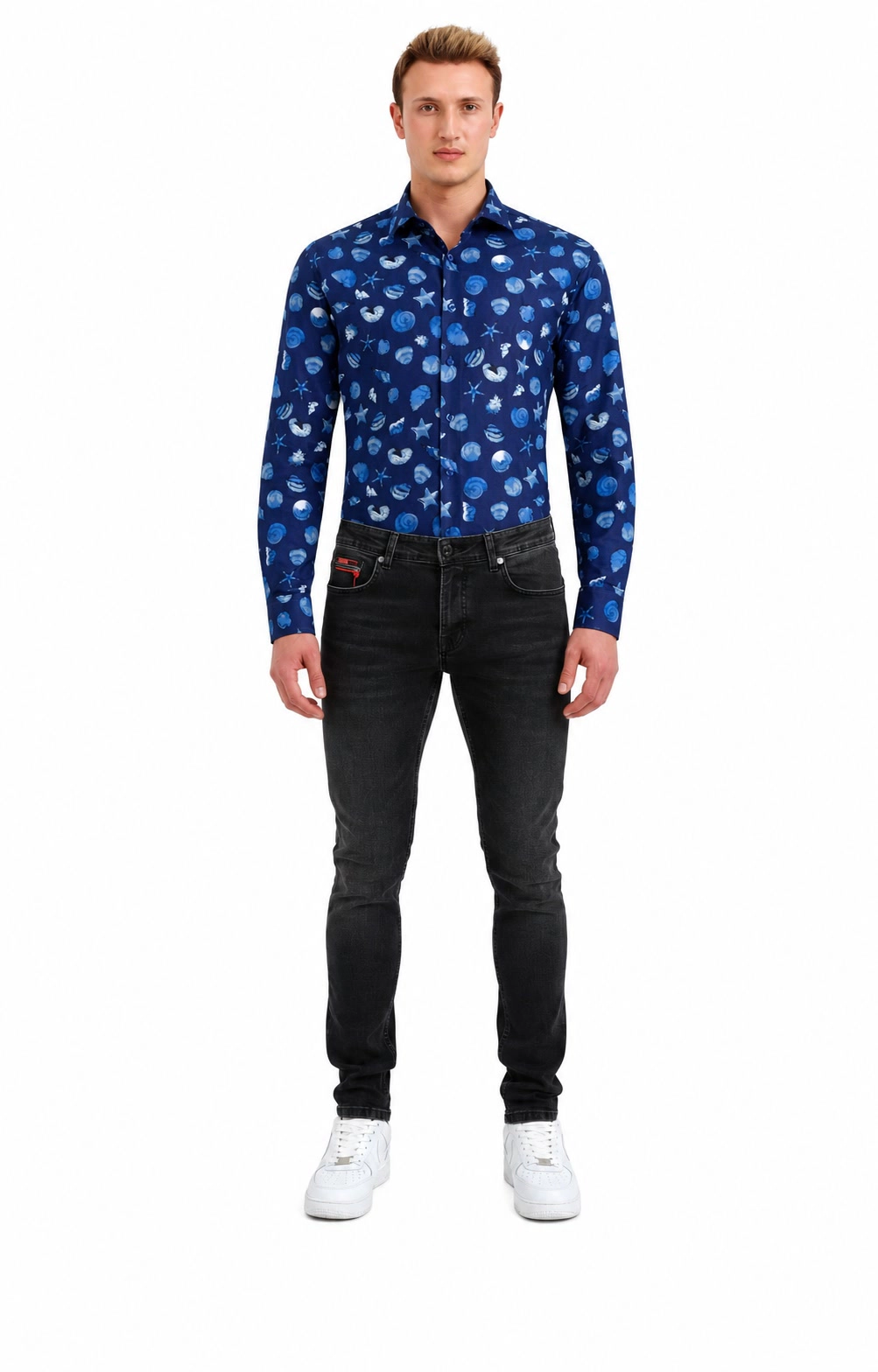 Elie Balleh Slim Fit Mens Sea Shell Print Shirt