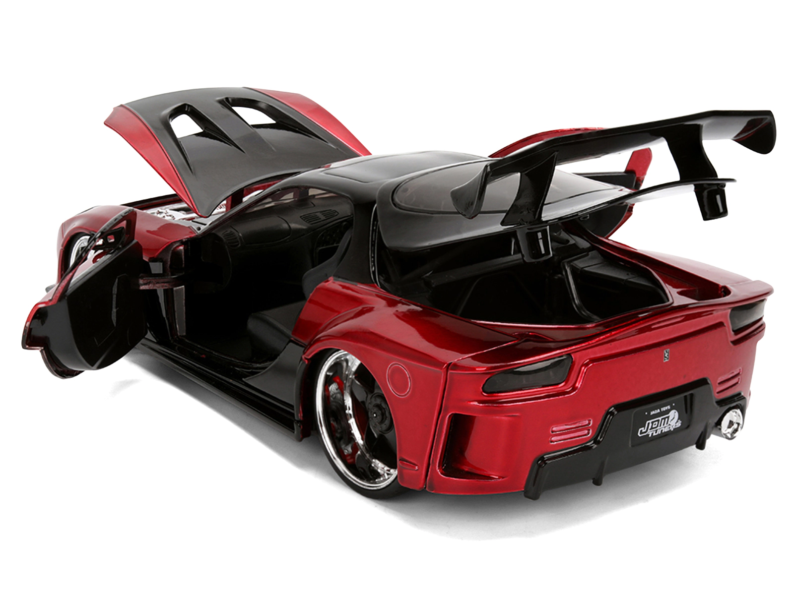Jada 1995 Mazda RX-7 Widebody RHD (Right Hand Drive) "VeilSide" Black and Red Metallic "JDM Tuners" Series