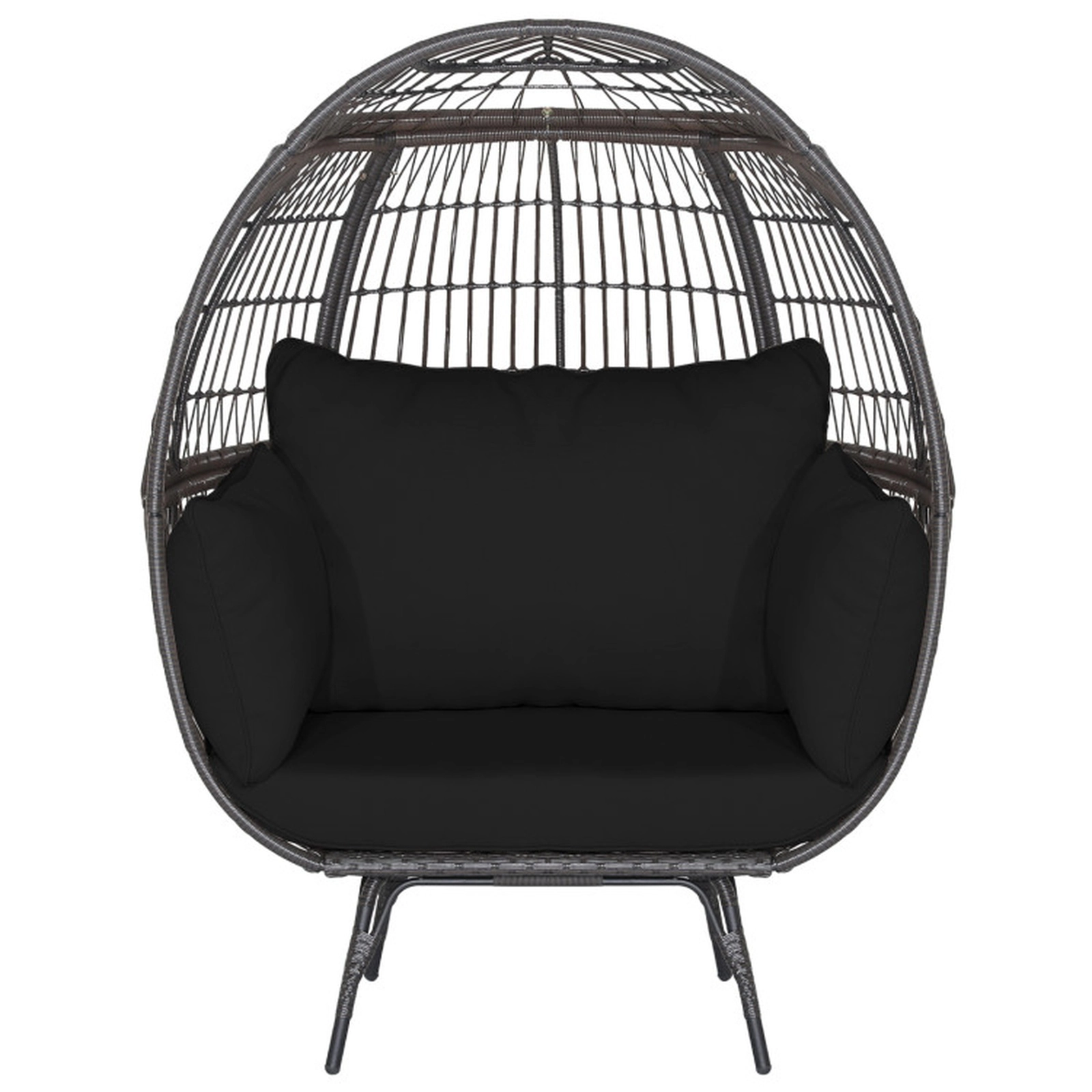 SUGIFT 450-lb Capacity Oversized Indoor Outdoor Hand Woven PE Wicker Egg Chair with Sturdy Metal Frame