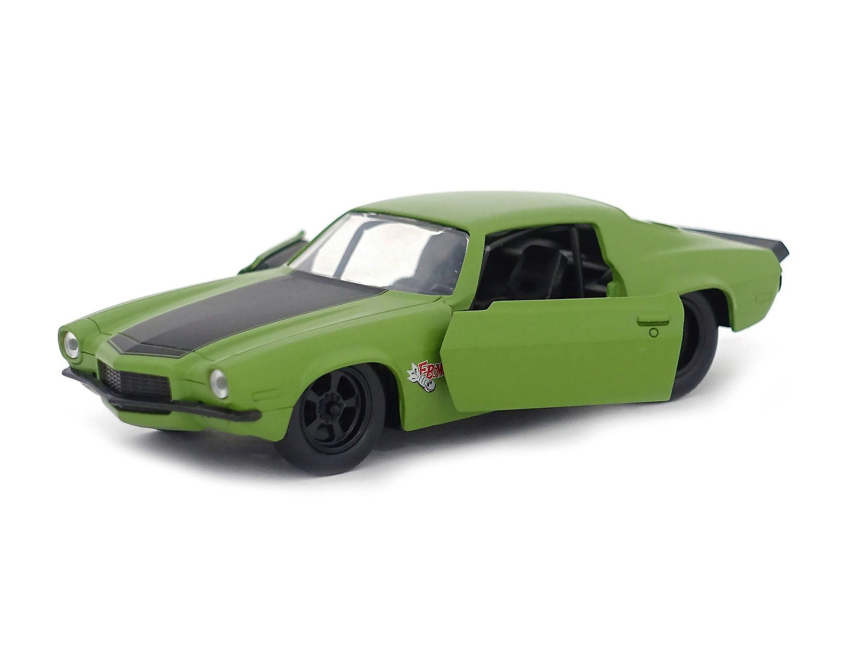 Jada Dom's 1973 Chevrolet Camaro "F-Bomb" Matt Green with Black Hood Stripe "Fast & Furious" Movie 1/32