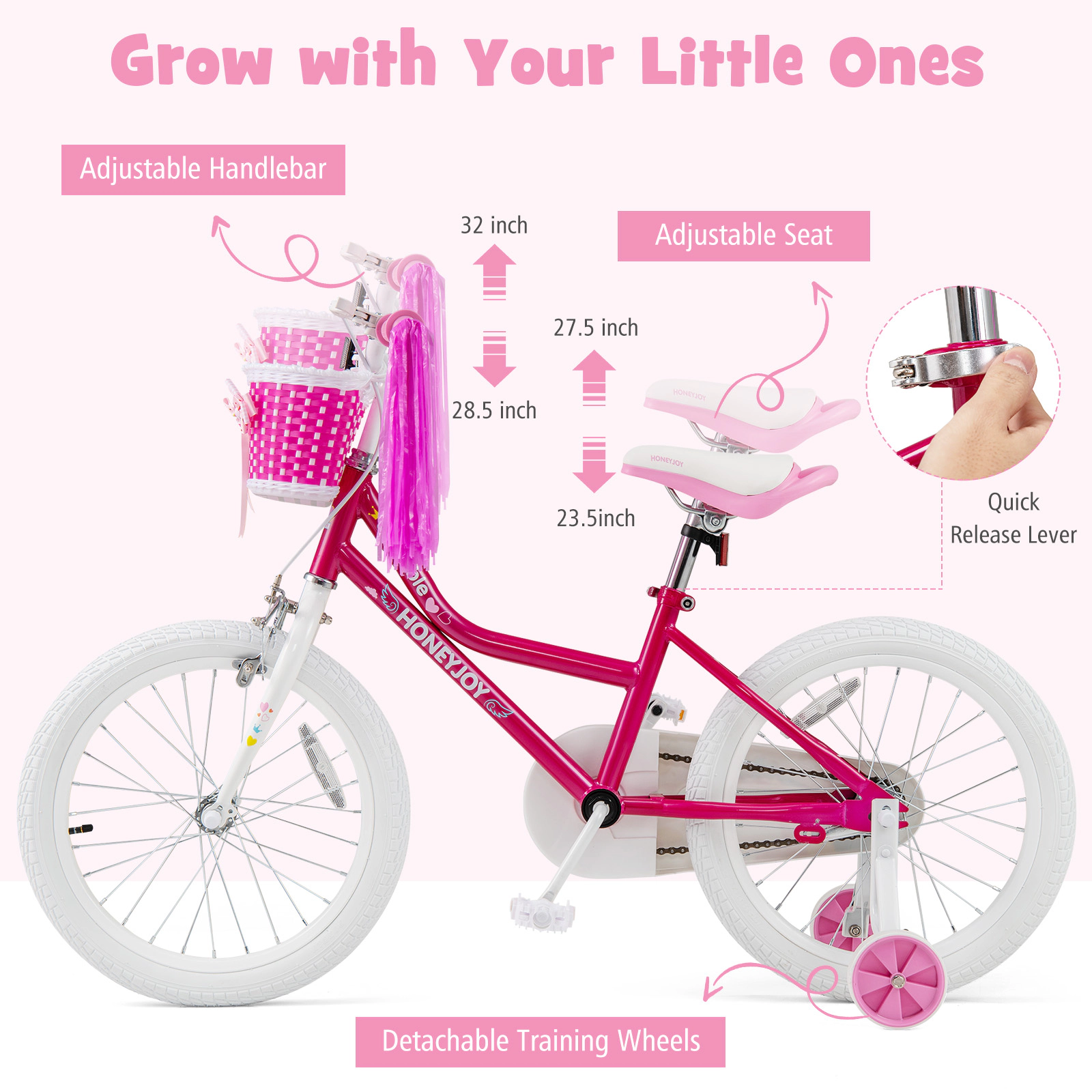 Hivvago Kids Bicycle 18 Inch Toddler and Kids Bike with Training Wheels for 6-8 Year Old Kids