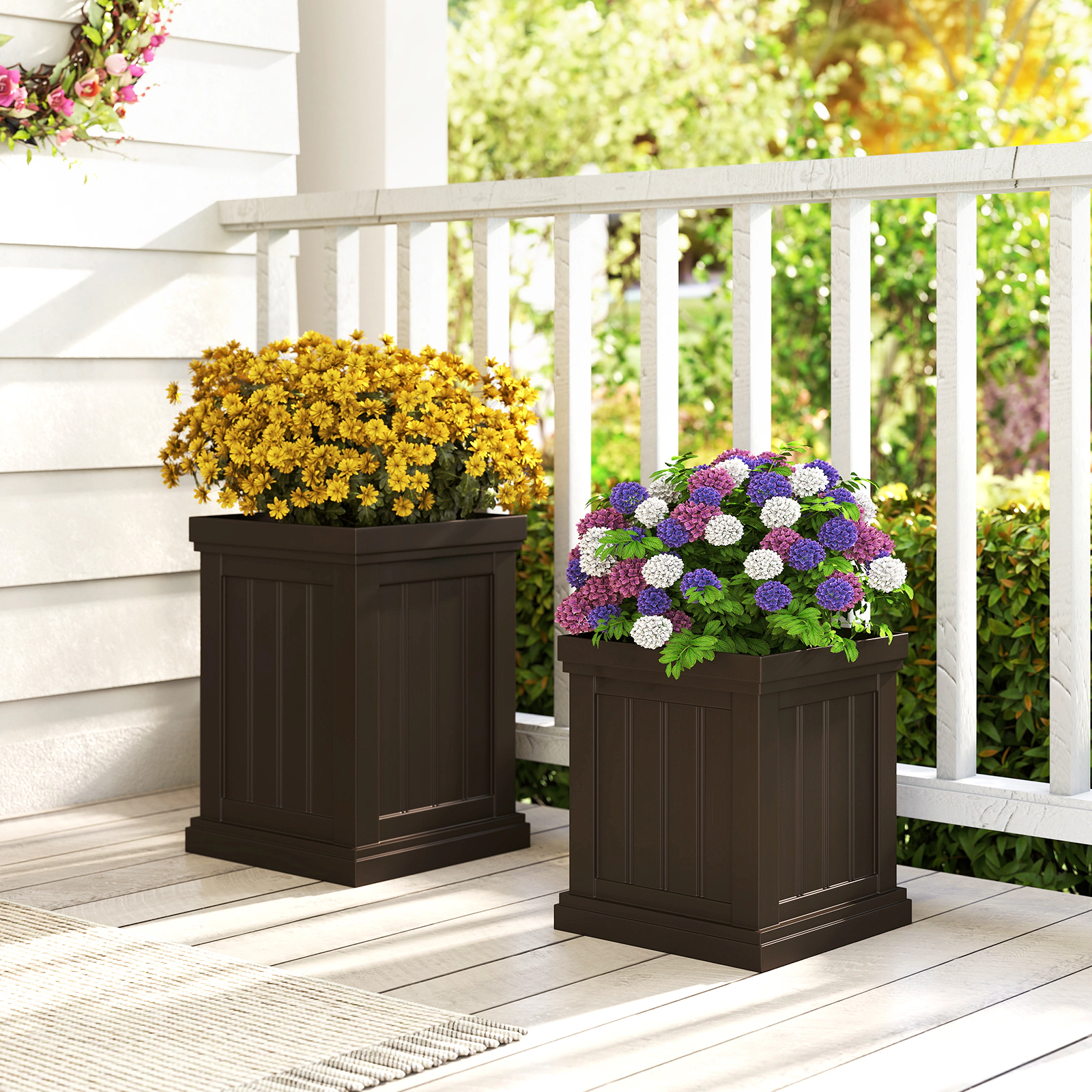 SlickBlue  Brown Decorative PP Planter Set for Patio Porch Living Room and Office Plants-Set of 2