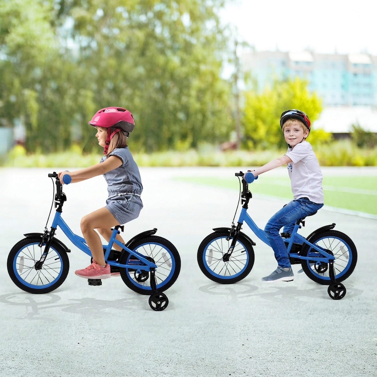 16-in Kids Bike Ages 4-7 Navy Bicycle Adjustable Seat Dual Brakes Kickstand 145-lb Seat Capacity