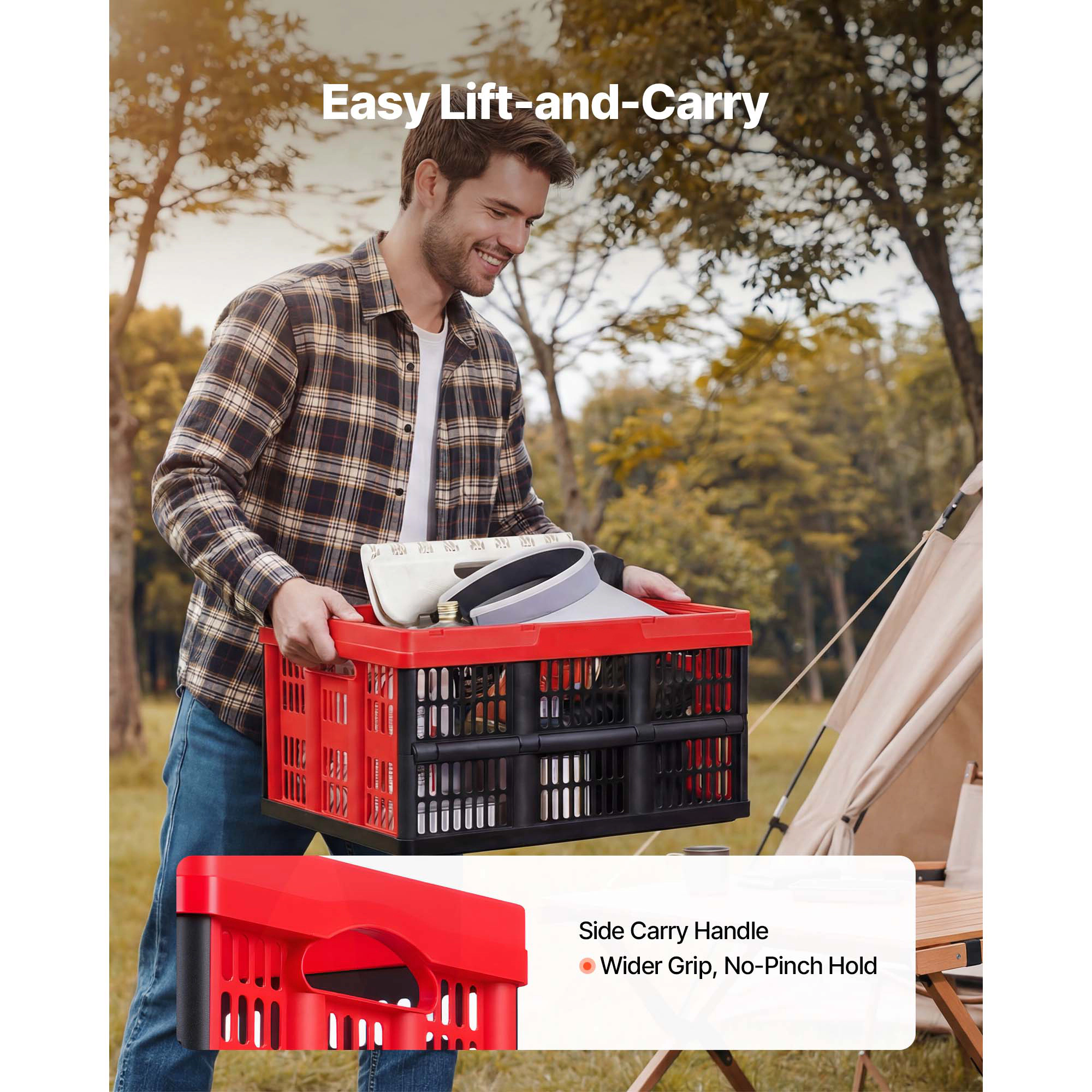 HONGGE Plastic Collapsible Storage Bins 3 Packs Stackable Folding Storage Crates with Handles Holds Per Bin Foldable