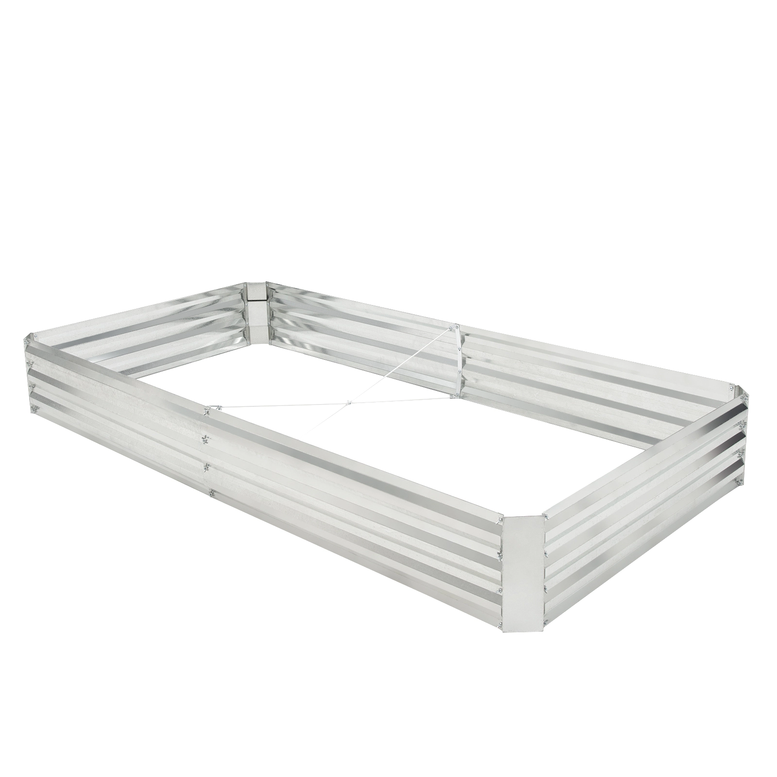 SUGIFT Raised Garden Bed with Open-Ended Base 8 x 4ft Silver Metal Galvanized Planter