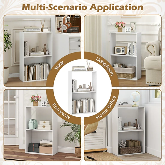 Hivvago Set of 2 3-Tier Bookshelves with Open Storage