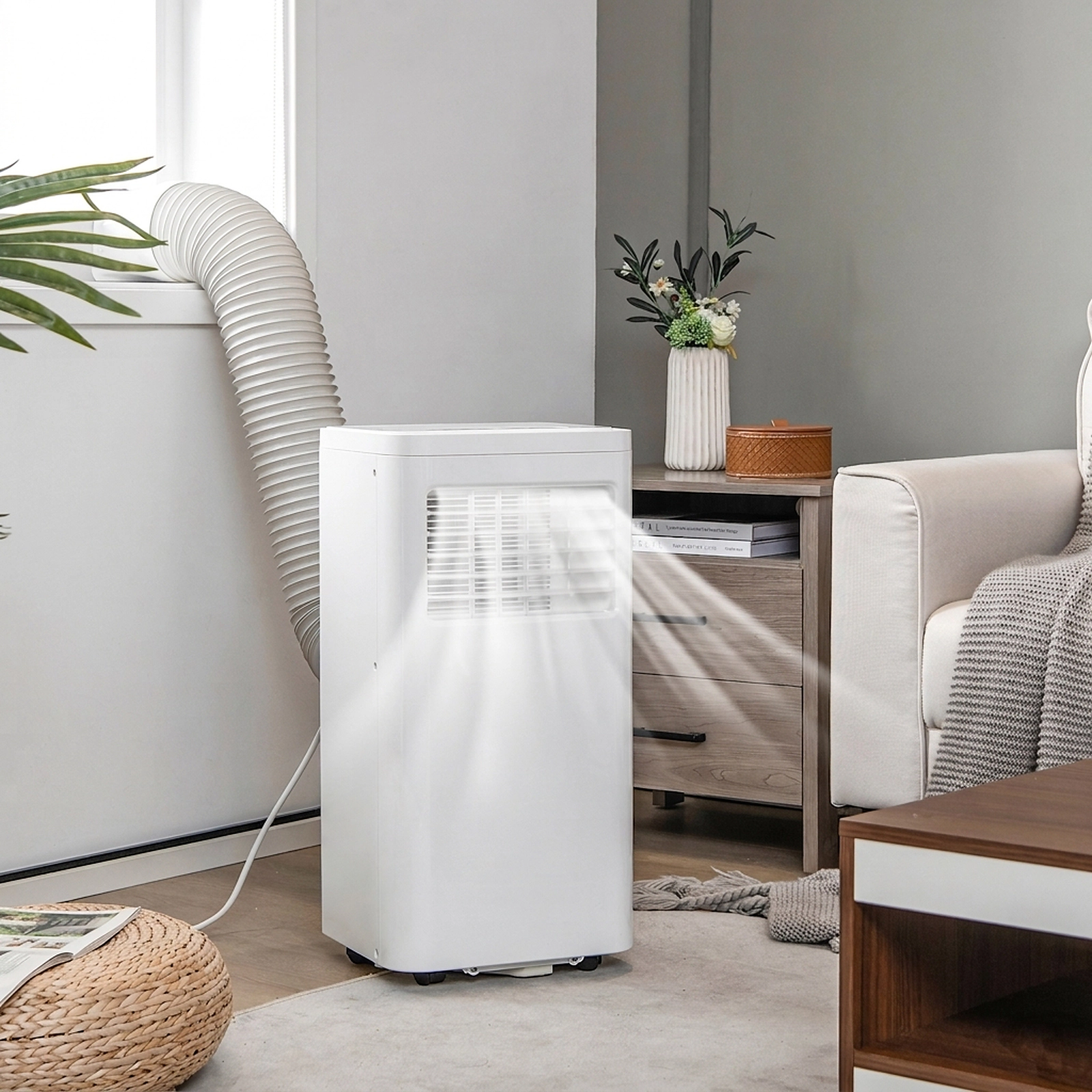 SUGIFT 3-in-1 Portable Air Conditioner Dehumidifier and Fan 6000 BTU SACC 10000 BTU ASHRAE 250 sq ft Cooling Area White