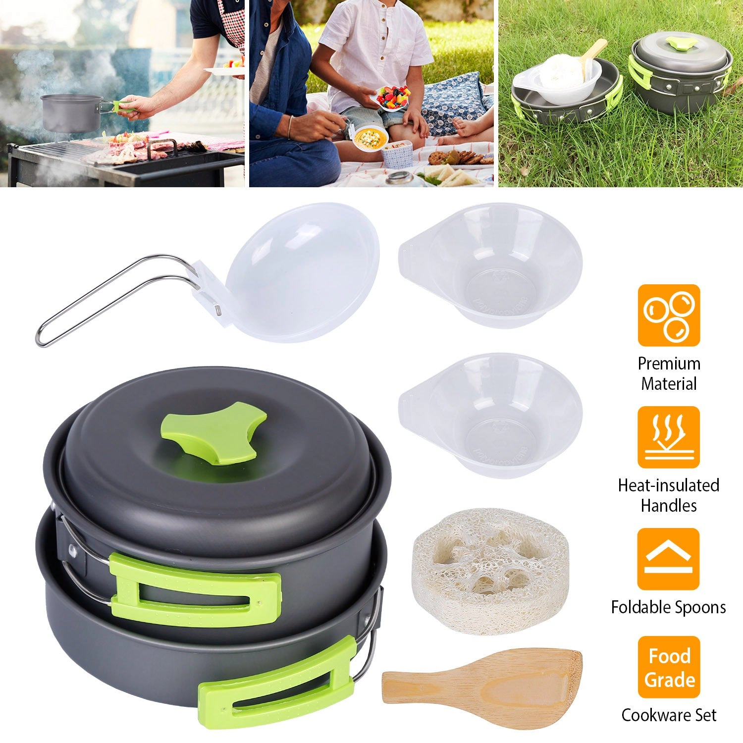 GBruno 9-Piece Aluminum Camping Cookware Set