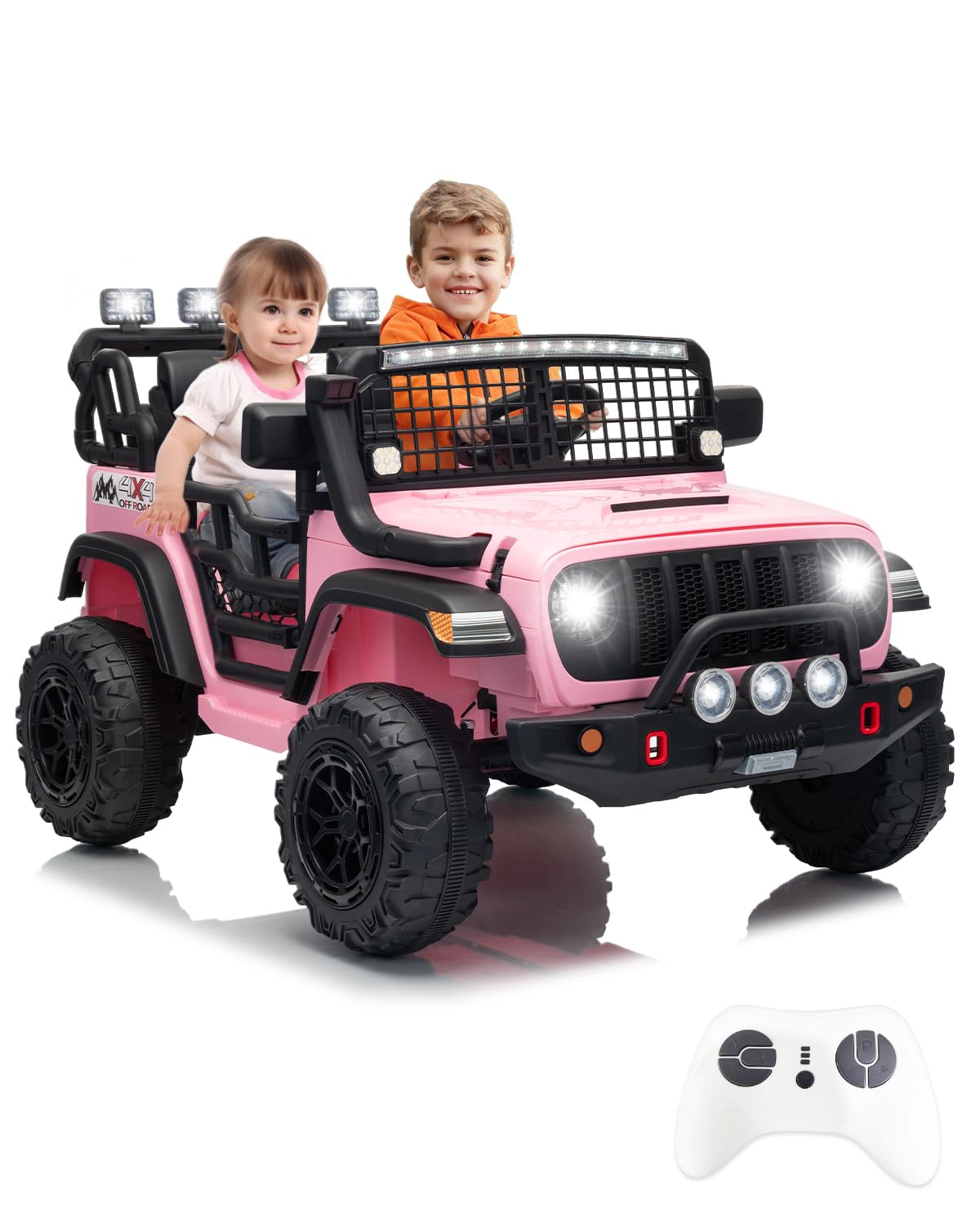 24V 2-Seater Kids Electric Ride On Truck with Remote, Dual 200W Motors, 20" Seat, LED Lights, Music