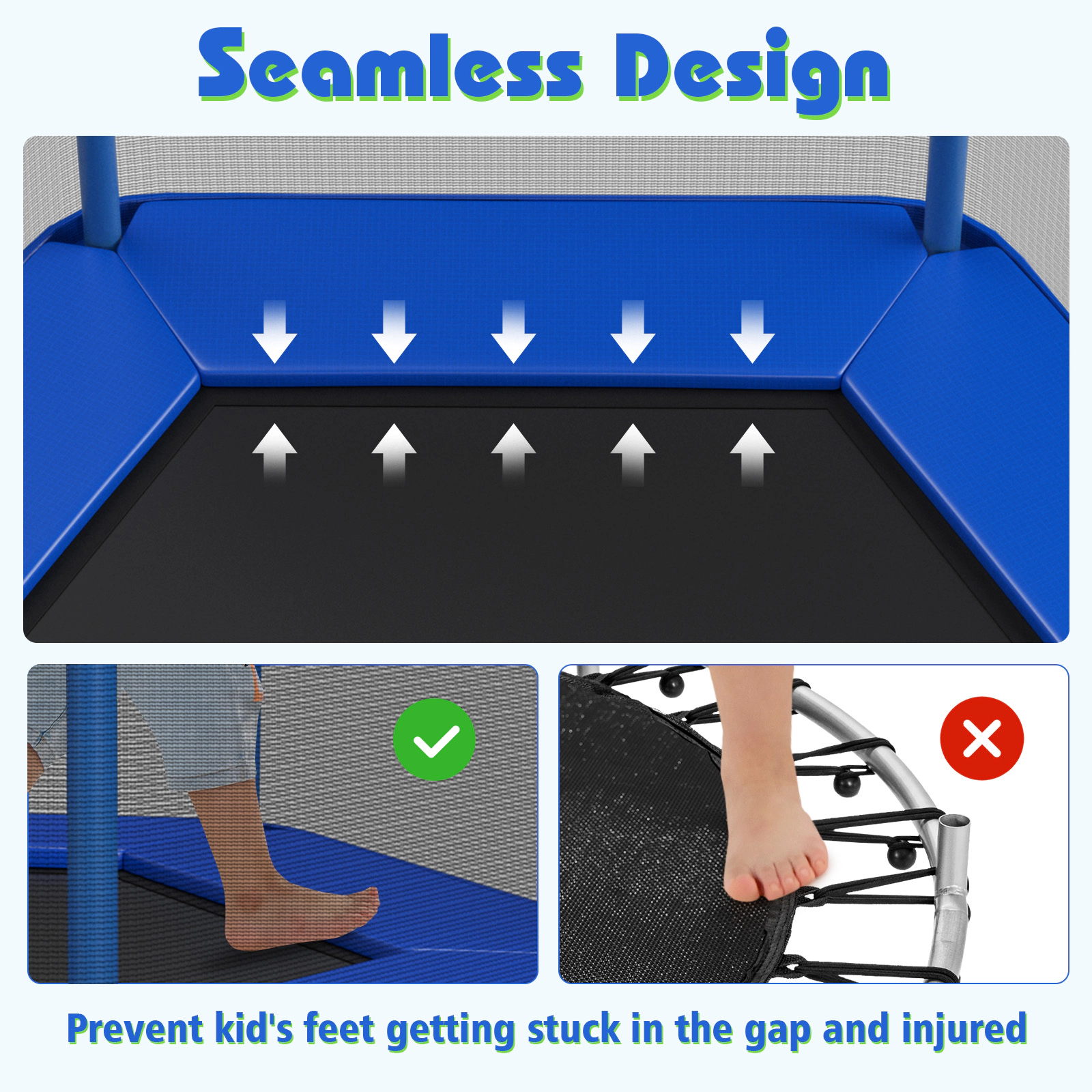 SUGIFT Safety Enclosure Net and 36 Springs 7 Feet Kids Recreational Trampoline