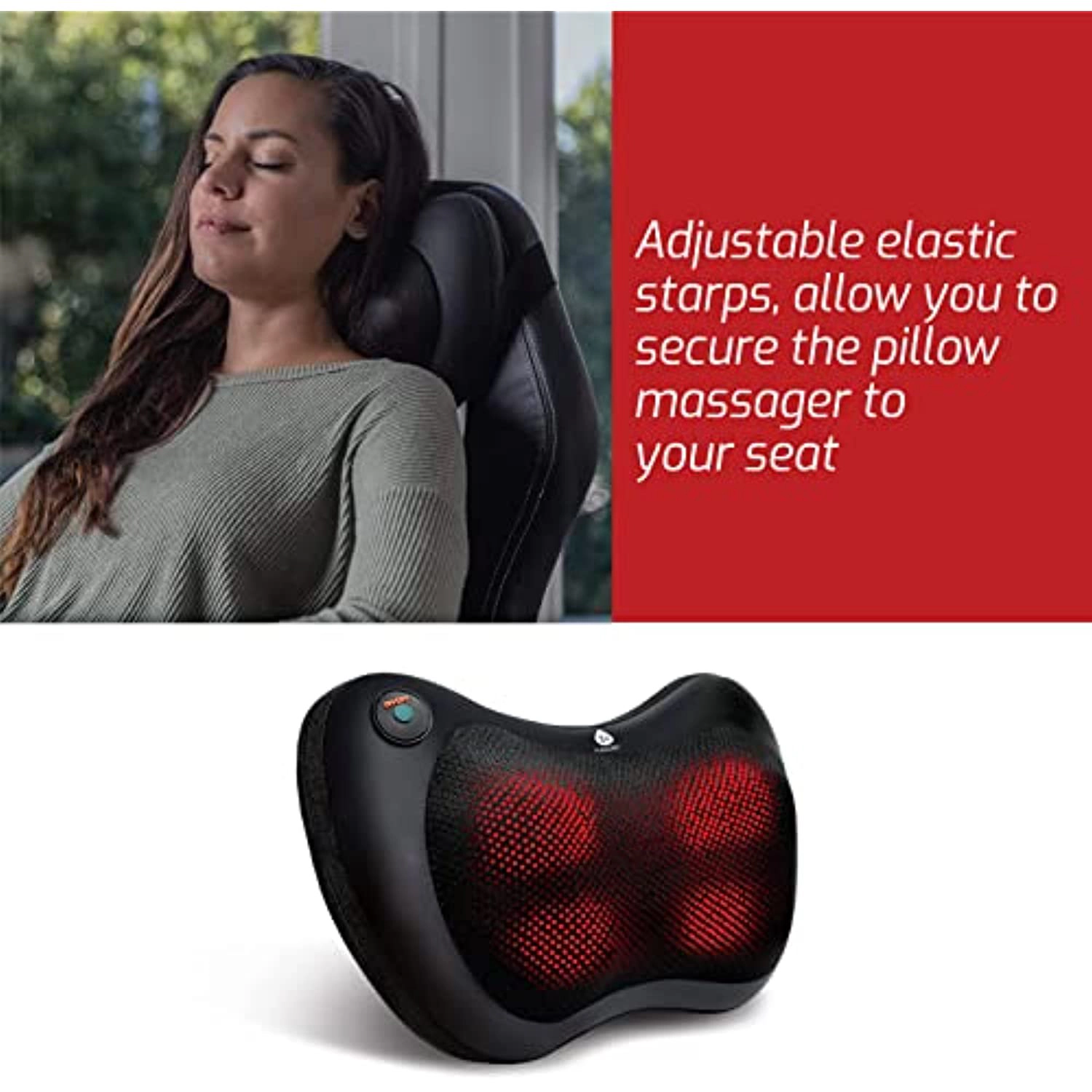 Pursonic Unisex Heated Shiatsu Neck & Back Massager with Deep-Kneading Massage Nodes