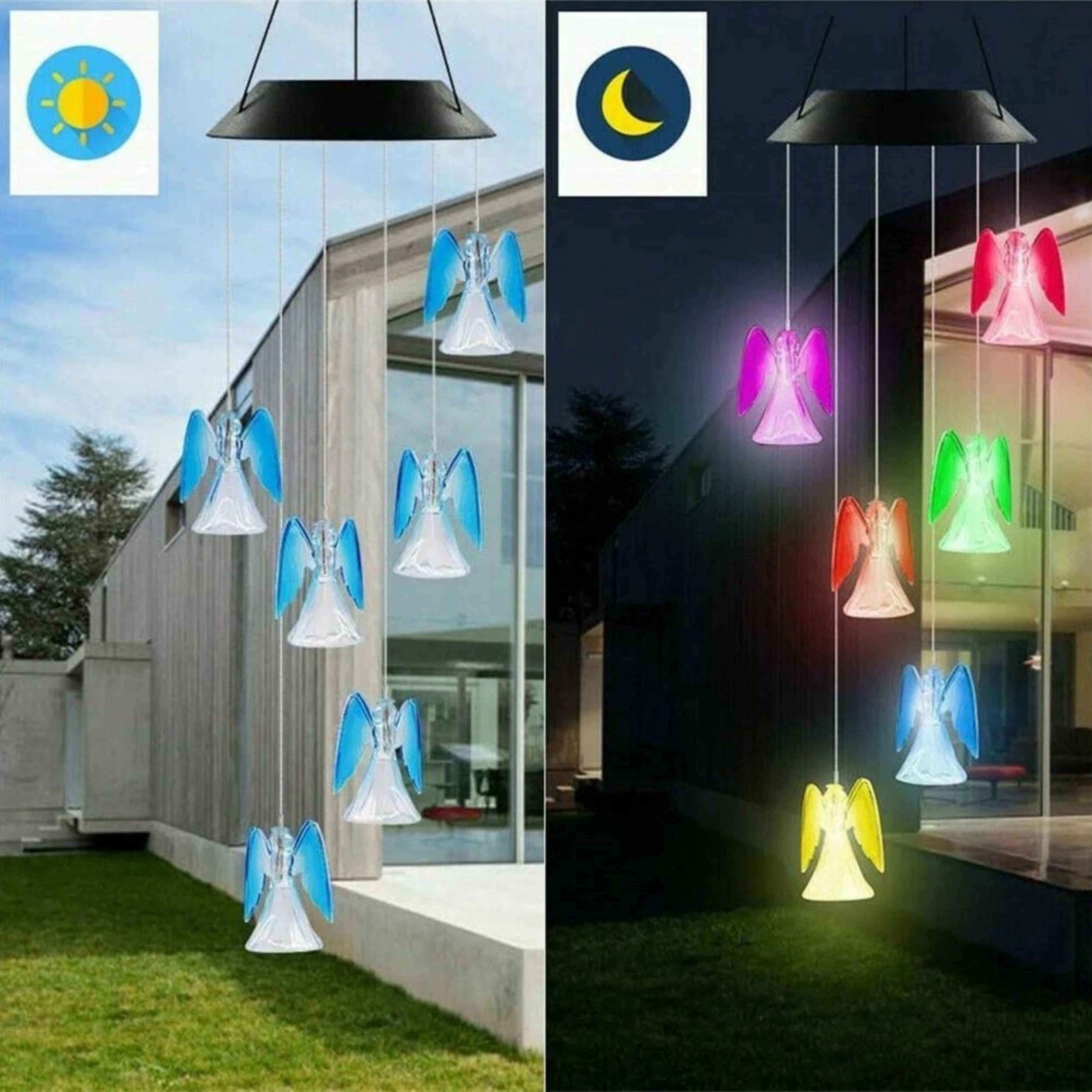 Home Collection Solar Color Changing LED Angel Wind Chime Light