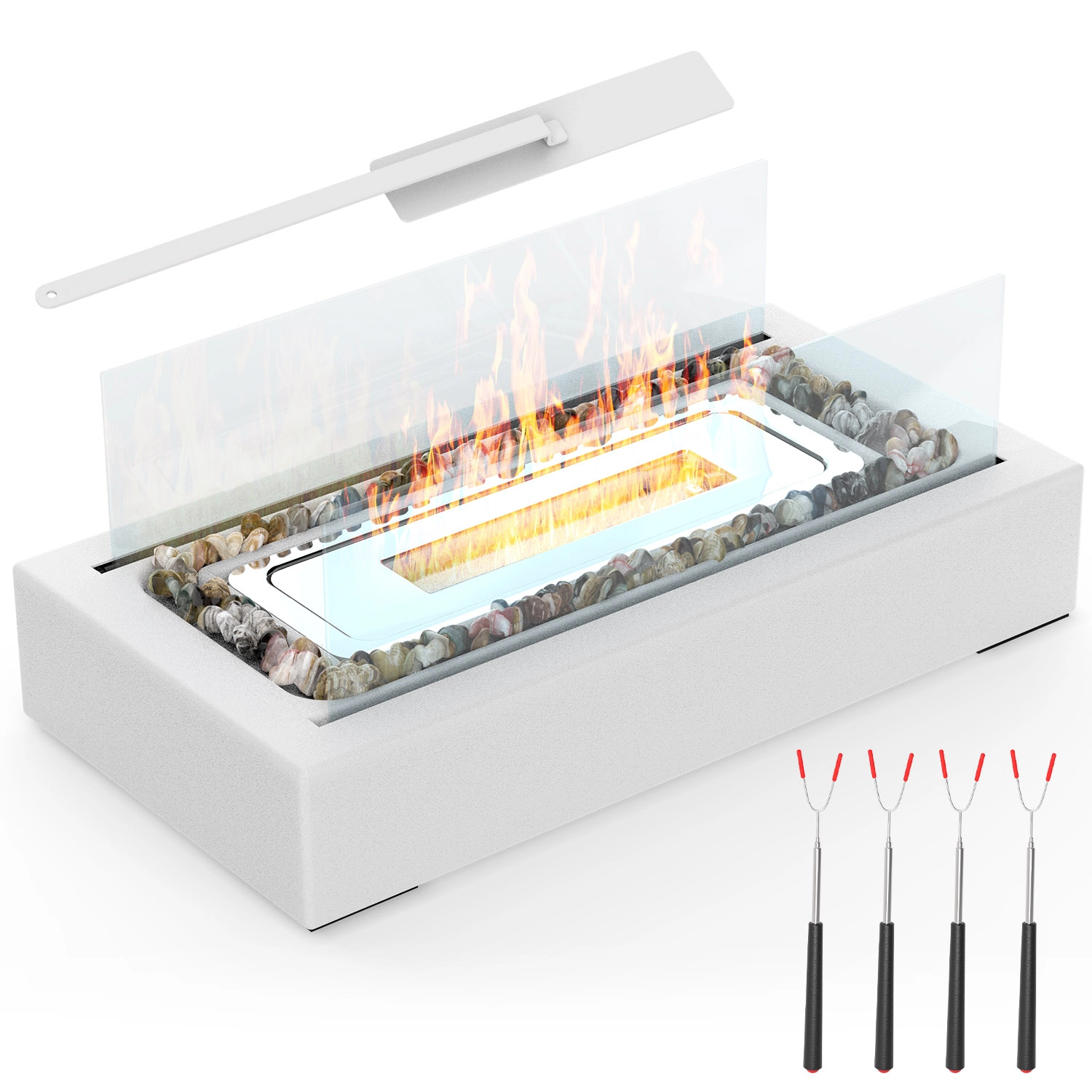 GBruno Ethanol Tabletop Fire Pit With Roasting Sticks