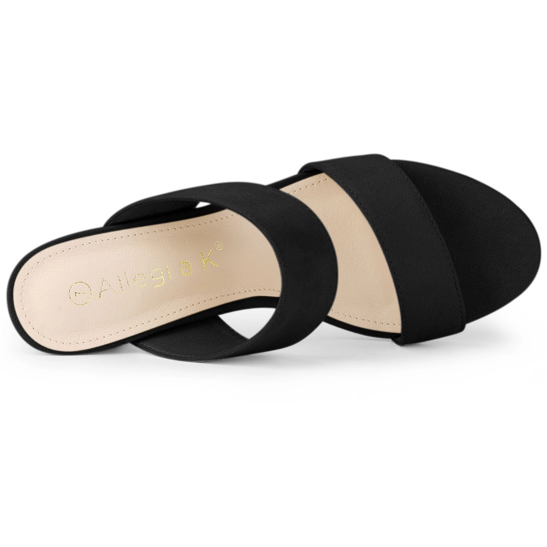 BLISSFUL STEP Women's Opened Toe Chunky Heeled Padded Insole Slide Sandals