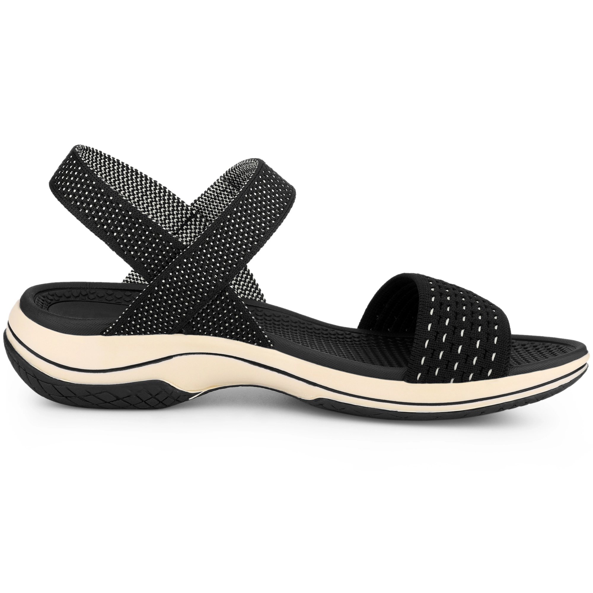 BLISSFUL STEP Women Open Toe Wedge Low Heel Hook and Loop Platform Sandals