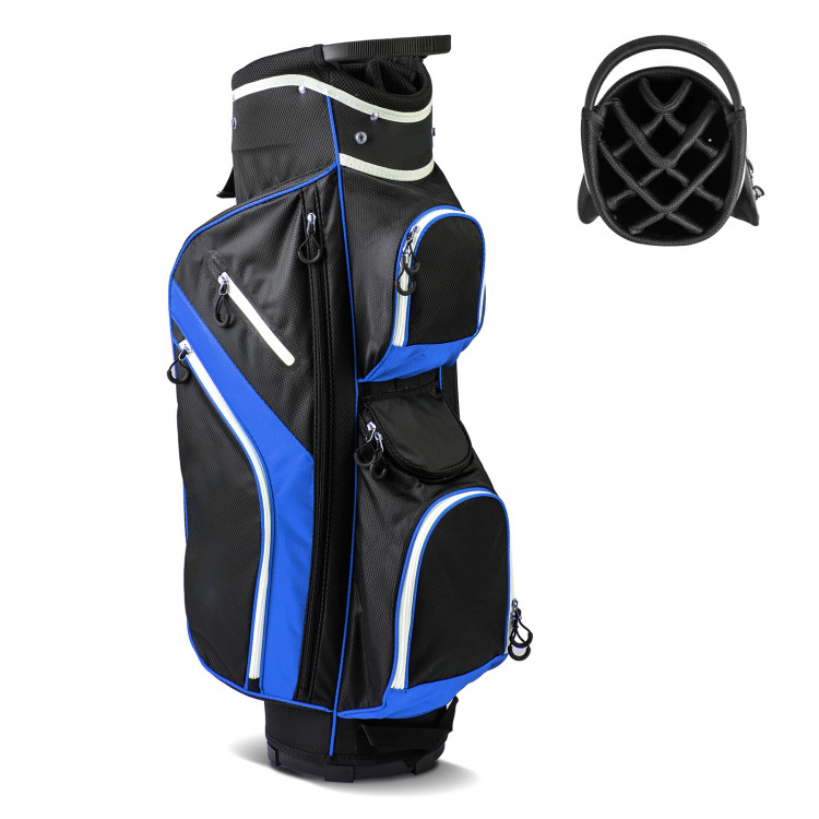 SUGIFT 14-Way Divider Golf Cart Bag with 9-in Base 36-in Tall Polyester 4.5-lb Net Weight Blue/Gray/Red