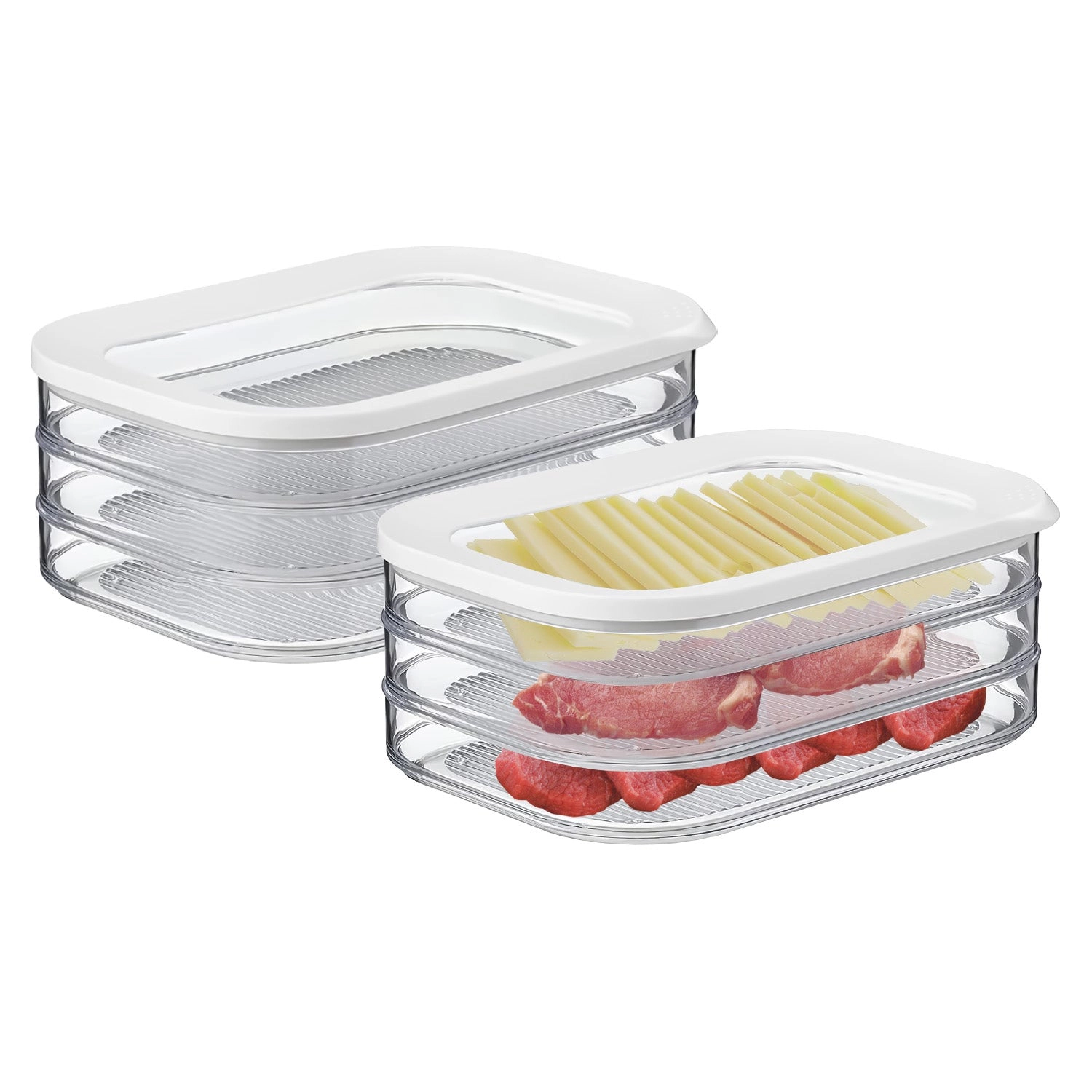 GBruno 2 Pcs Stackable Deli Meat Container With Lid