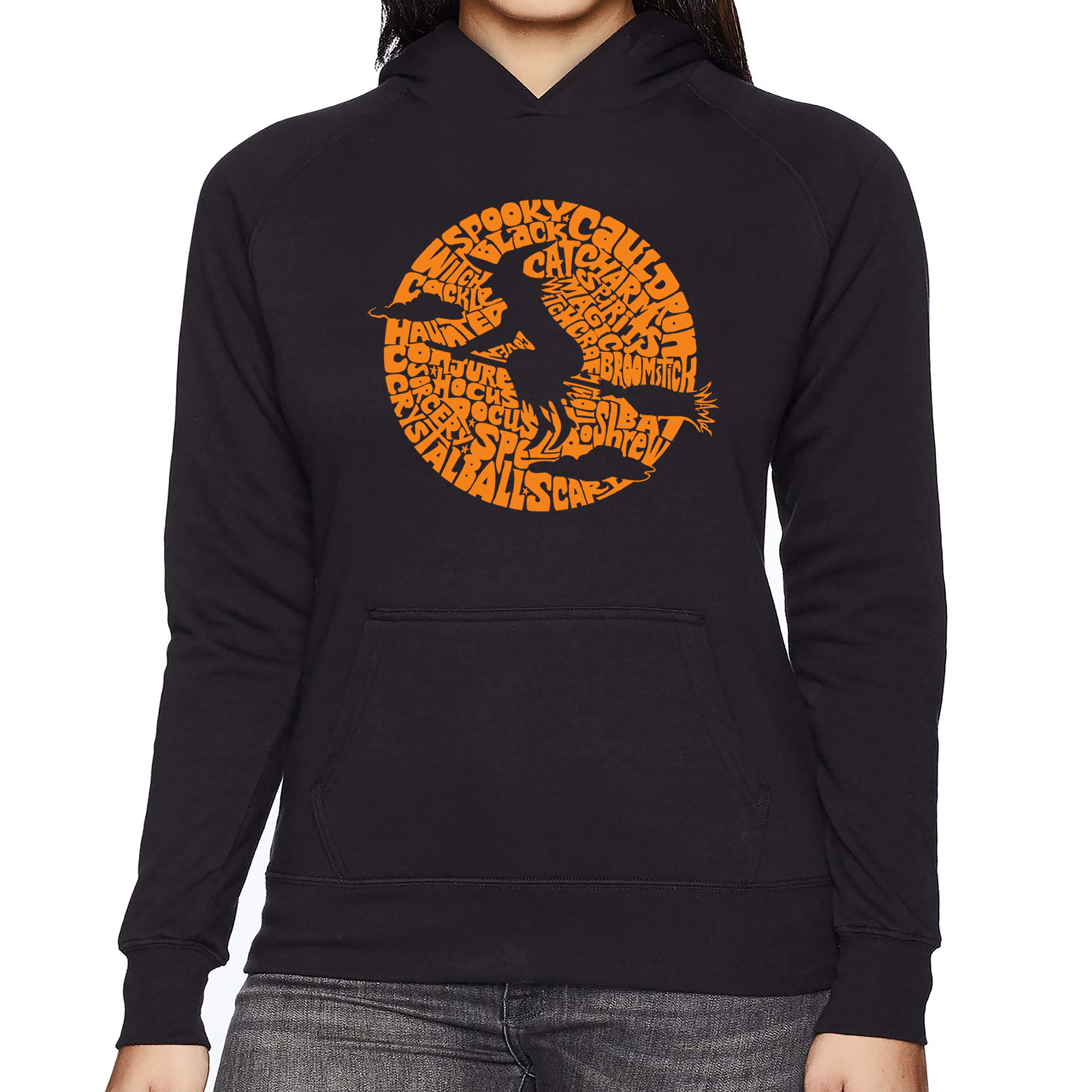 LA Pop Art Women's Word Hooded Sweatshirt - Spooky Witch