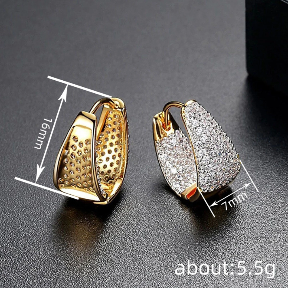 Luxury Two Tone CZ Hoop Earrings for Women