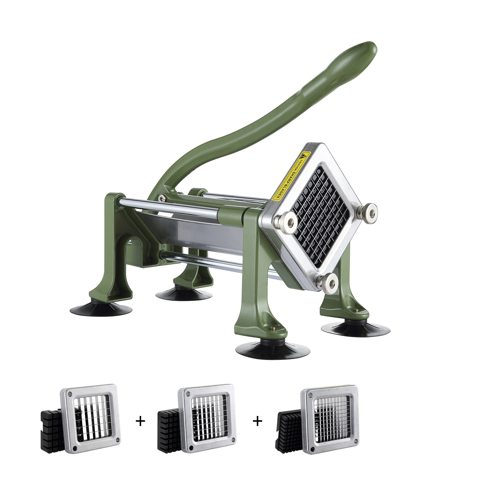 HONGGE French Fry Cutter, Potato Slicer with Stainless Steel Blades, Manual Potato Cutter Chopper with Suction Cups