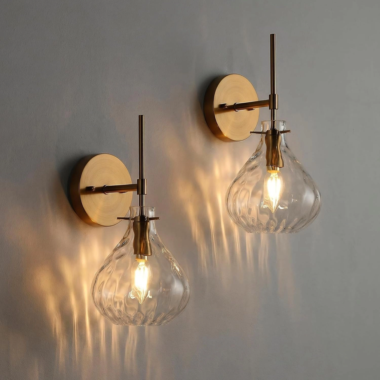 Tribesigns Set of 2 Clear Glass Shade Modern Wall Sconces