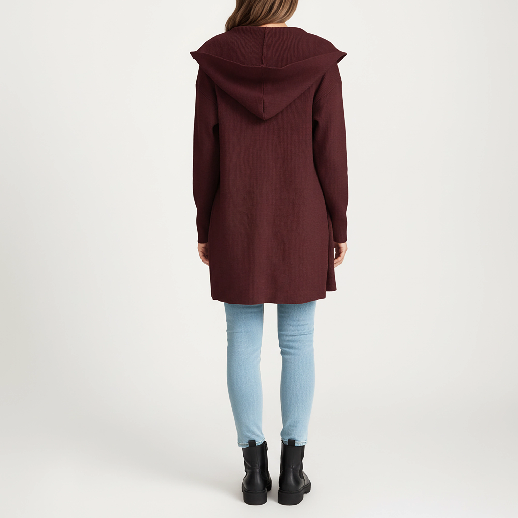 Anna-Kaci Women's Long Sleeve Knit Cardigan with Open Front Design, Relaxed Hood Detail and Soft Textured Fabric