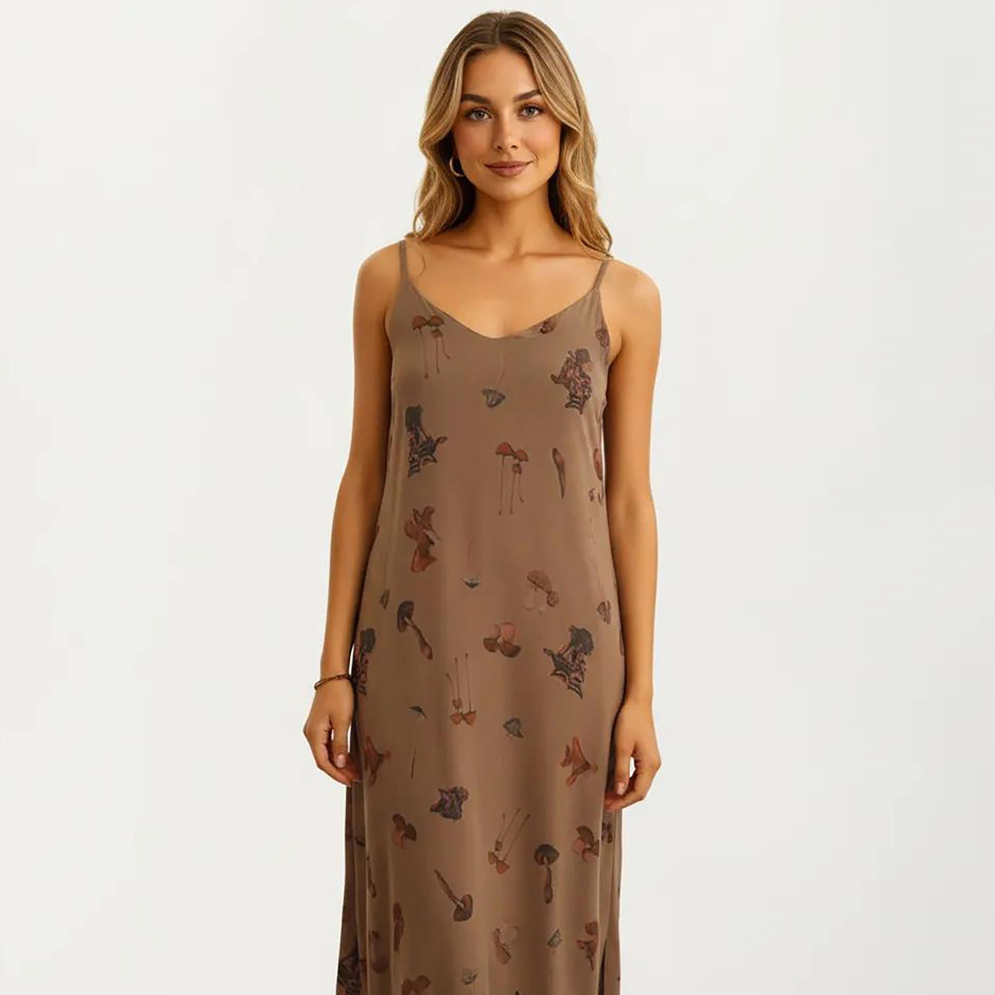 Anna-Kaci Women's Modal Pajama Dress Sleeveless Spaghetti Strap Midi Sleepwear Nightgown Printed Pattern Relaxed Fit