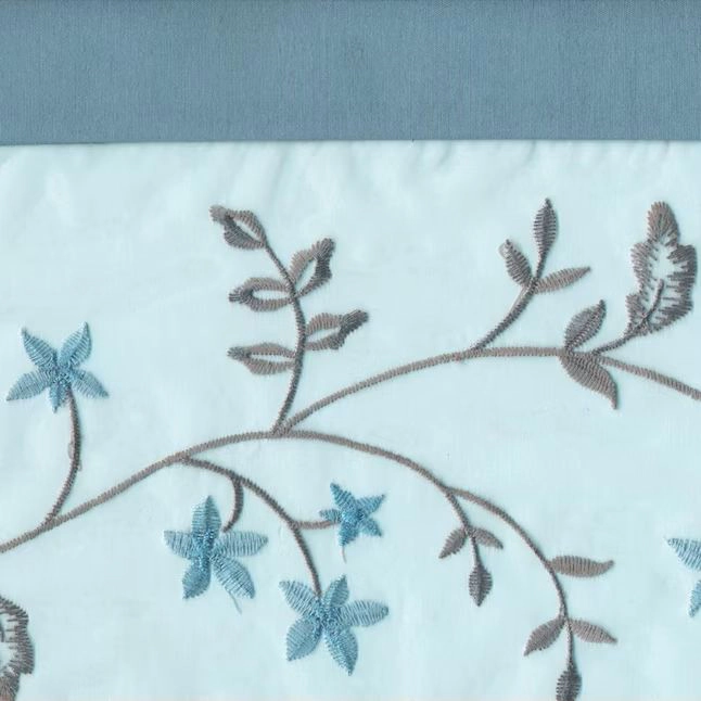 Kate Aurora Complete 5 Pc Window a Bag Embroidered Floral Country Flax Sheer Curtain & Valance Set