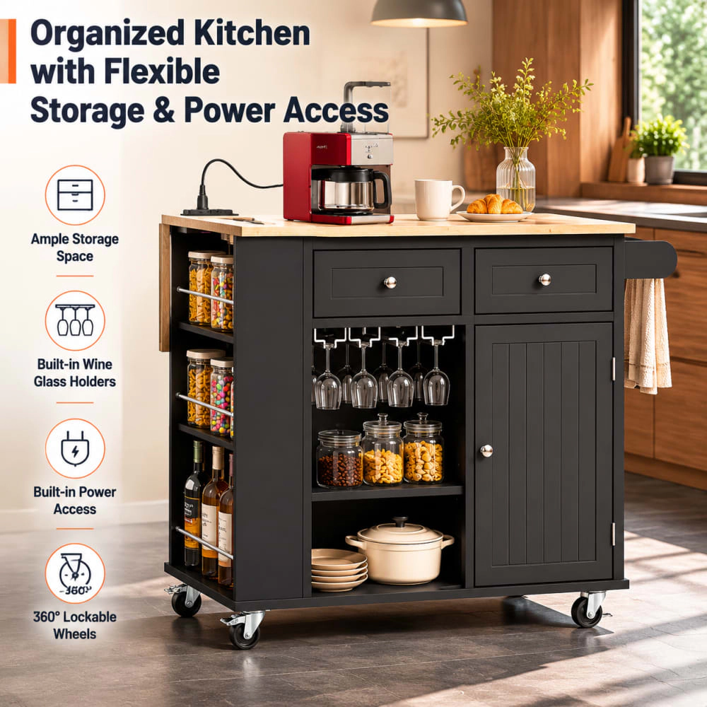 ELEMENT ACE Rolling Storage Kitchen Island Cart