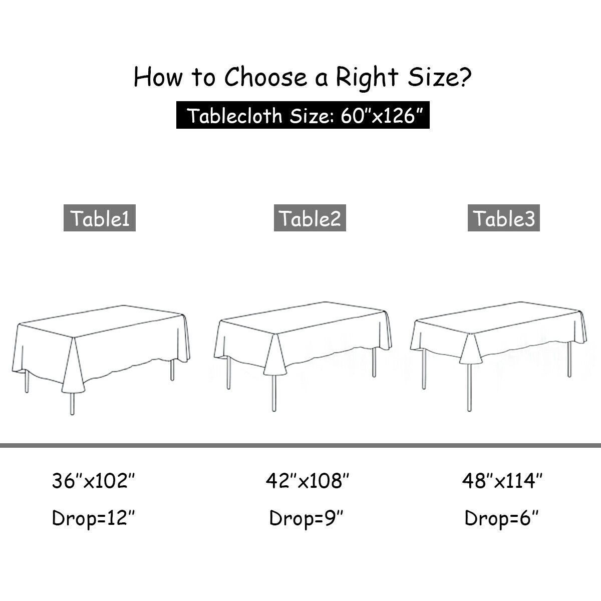 SlickBlue 10 Pieces Black Polyester Tablecloth, Machine Washable Table Cover