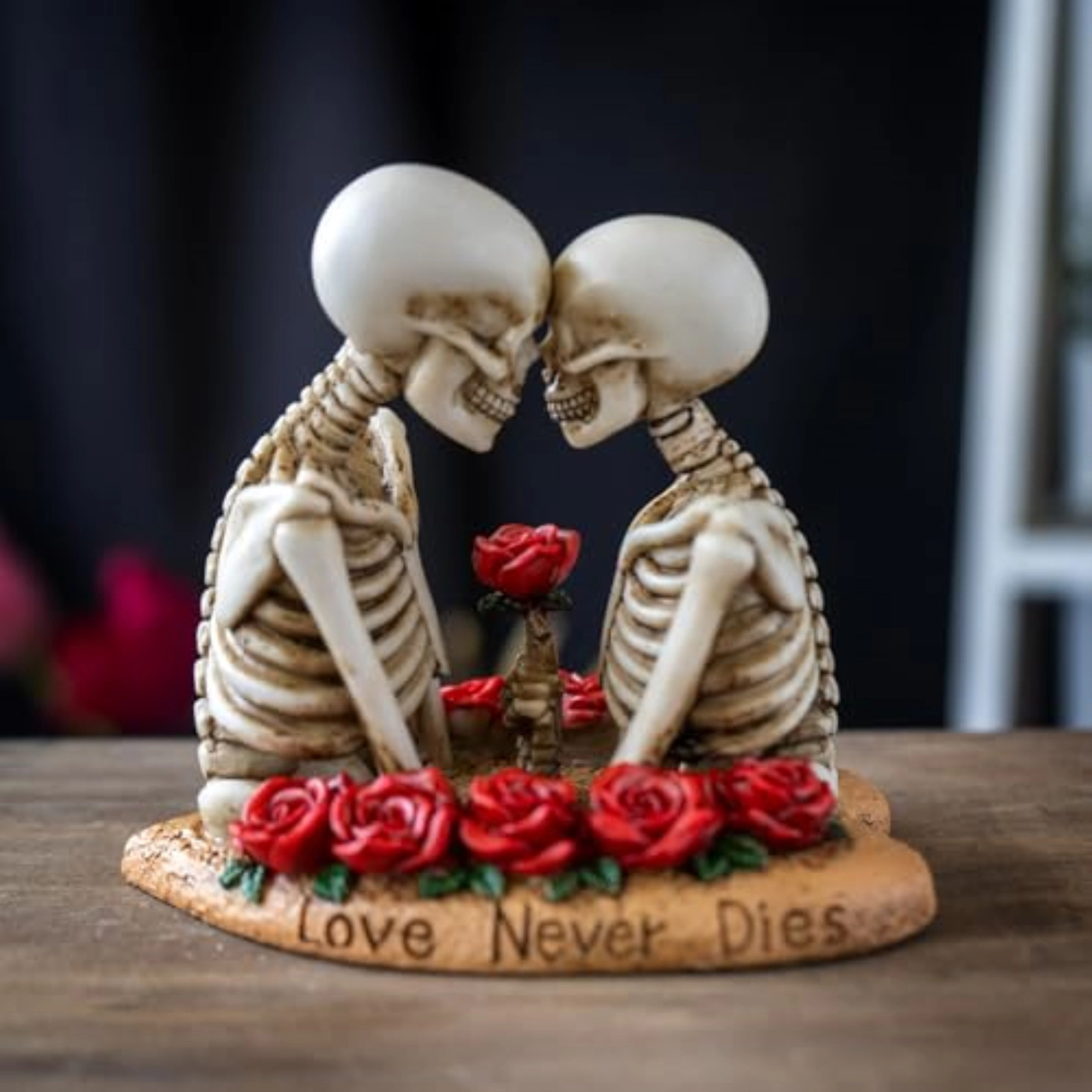 Pacific Giftware Til Death Do Us Part Skeleton Couple Figurine Love Never Dies Rose Ideal for Wedding or Gothic Decor 4.3 inch