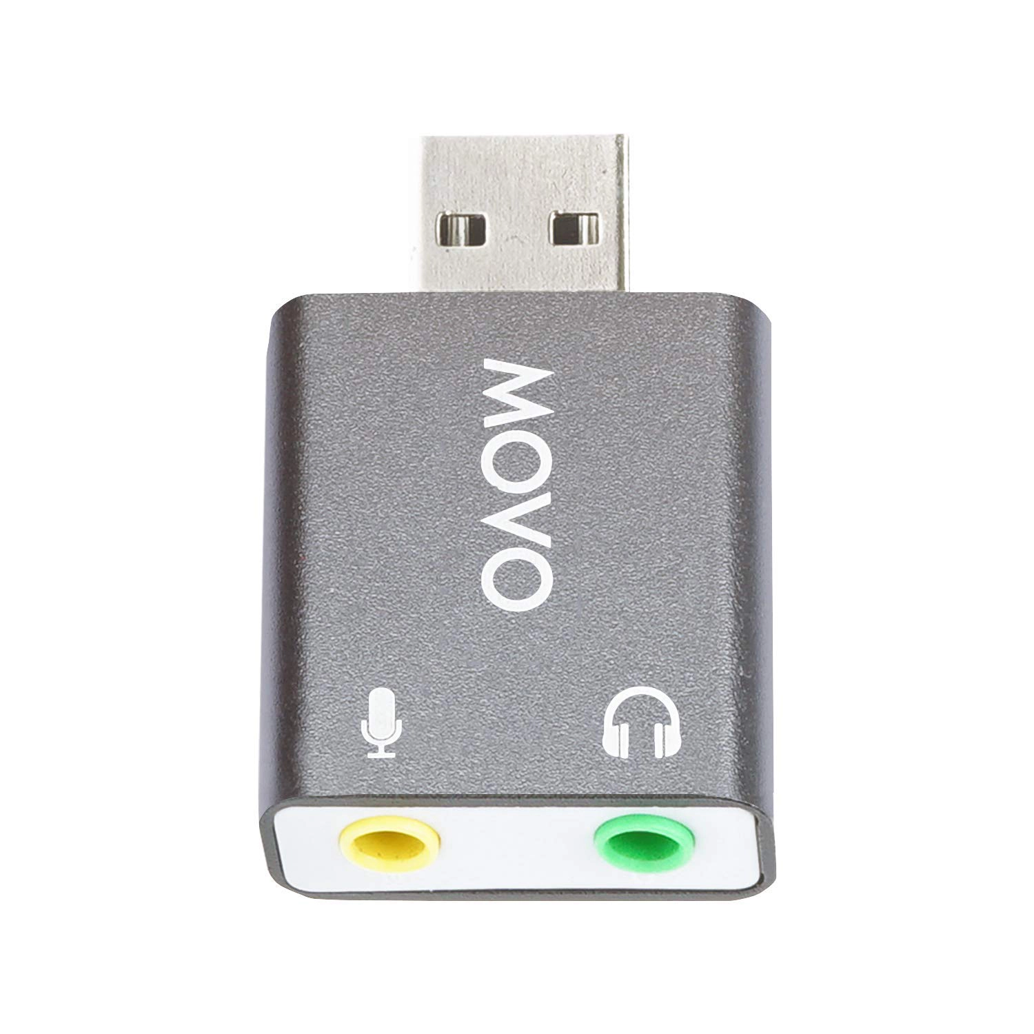 Movo USB-AC1 3.5mm TRRS Microphone to USB 2.0 Stereo Digital Audio Converter - USB Sound Card Adapter for Computer