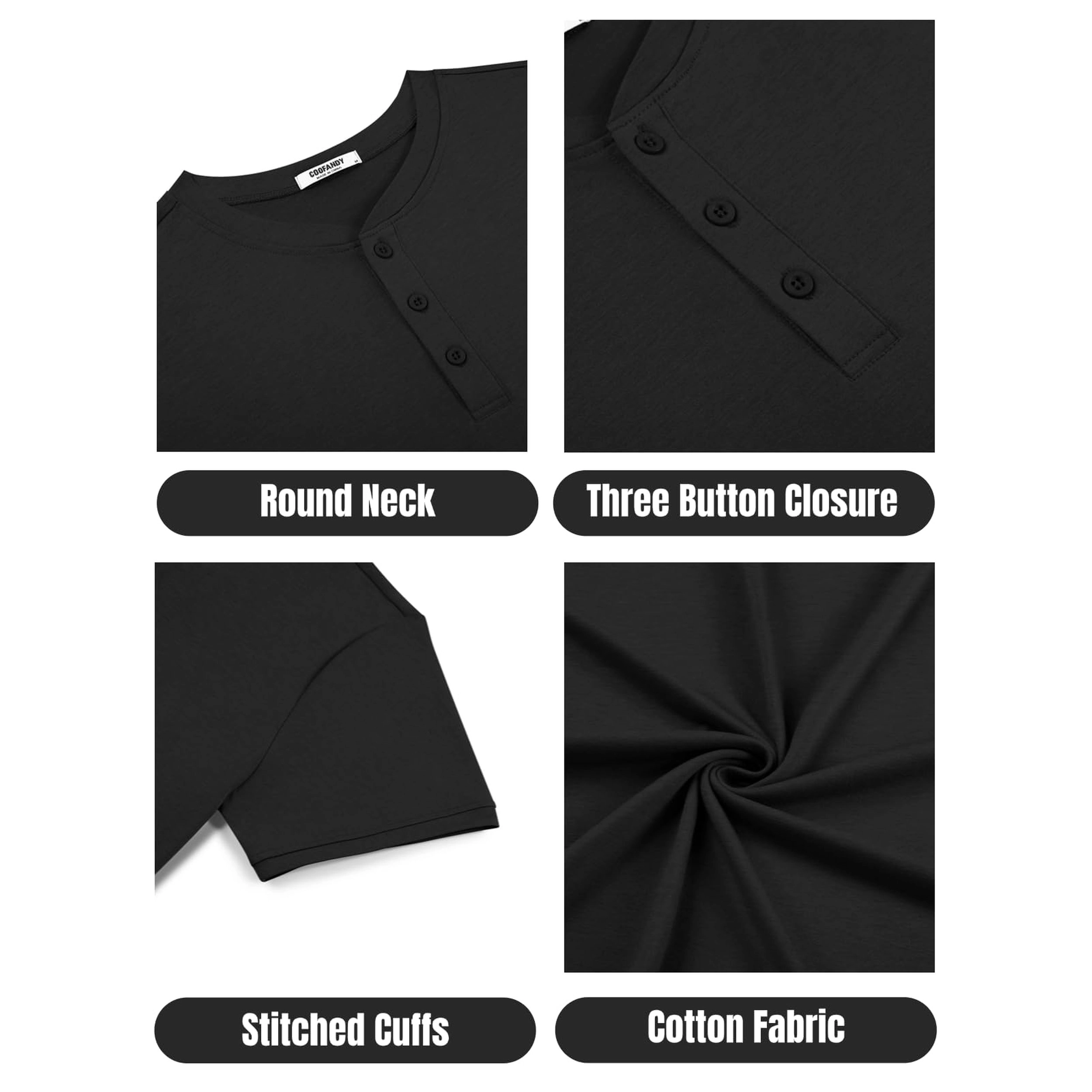 COOFANDY Men's Slim Fit Short Sleeve Henley Shirt