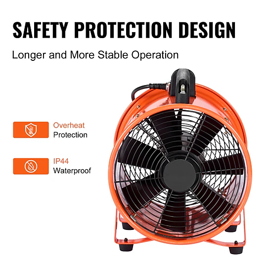 HONGGE Portable Ventilator Heavy Duty Cylinder Fan with Duct Hose Strong Shop Exhaust Blower Industrial Utility Blower