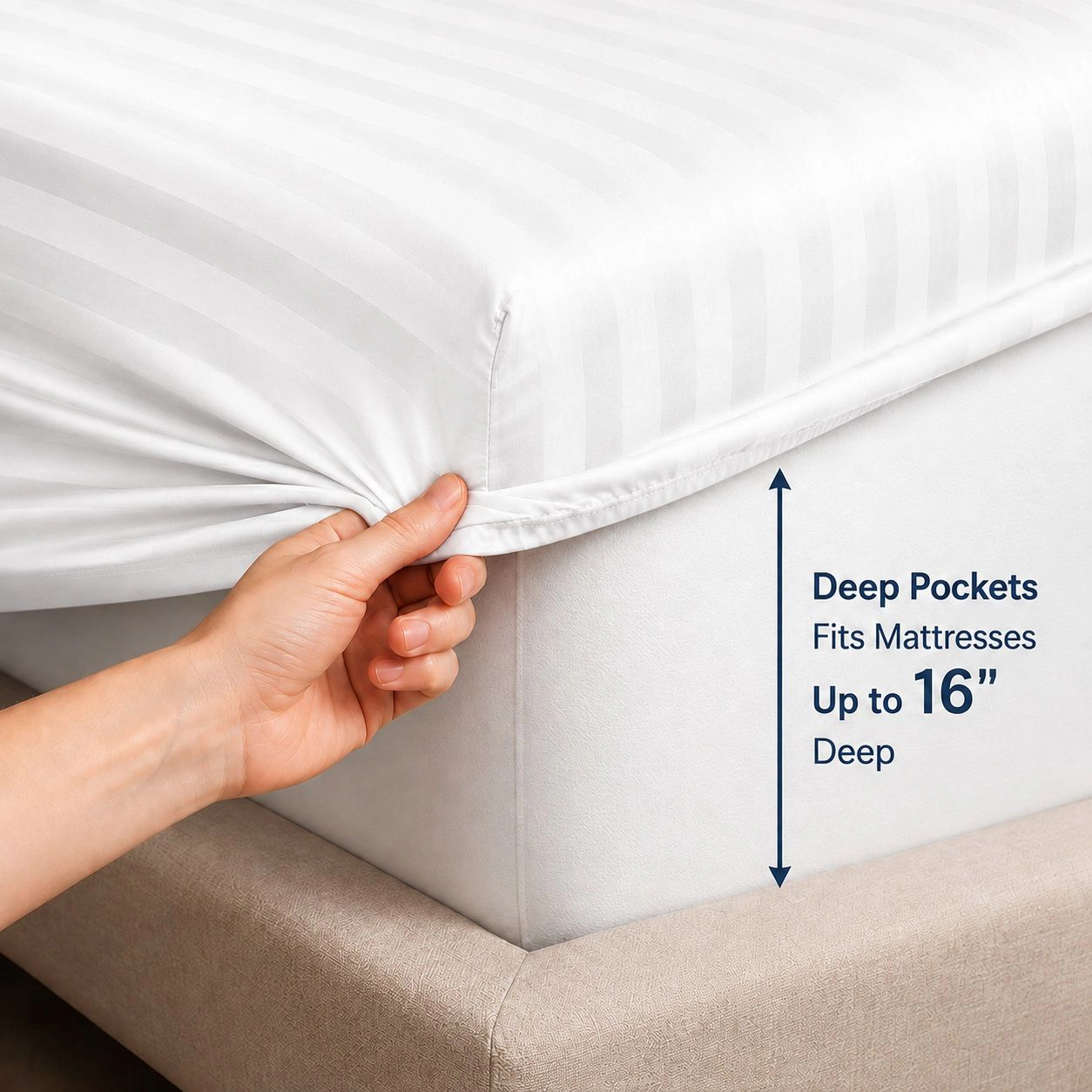 HSH Dream 1500 TC Egyptian Cotton Sheet Set by Five Luxe Collection Luxury Sateen Sheets with Elegant Hemstitch Design