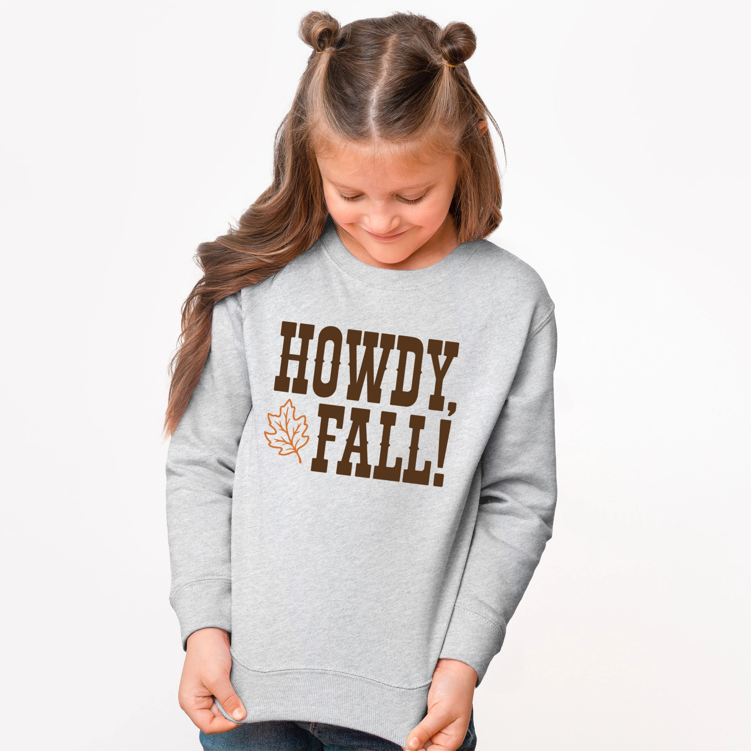 The Juniper Shop - Youth Graphic Sweatshirt Howdy Fall Leaf