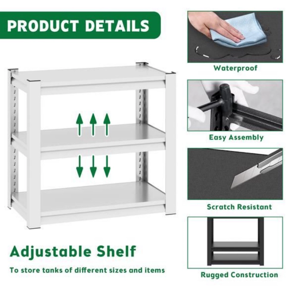 Flynama 3 Tier Metal Aquarium Stand 40-50 Gallon 34H x 18W in Adjustable Heavy Duty Fish Tank Rack for Home Office