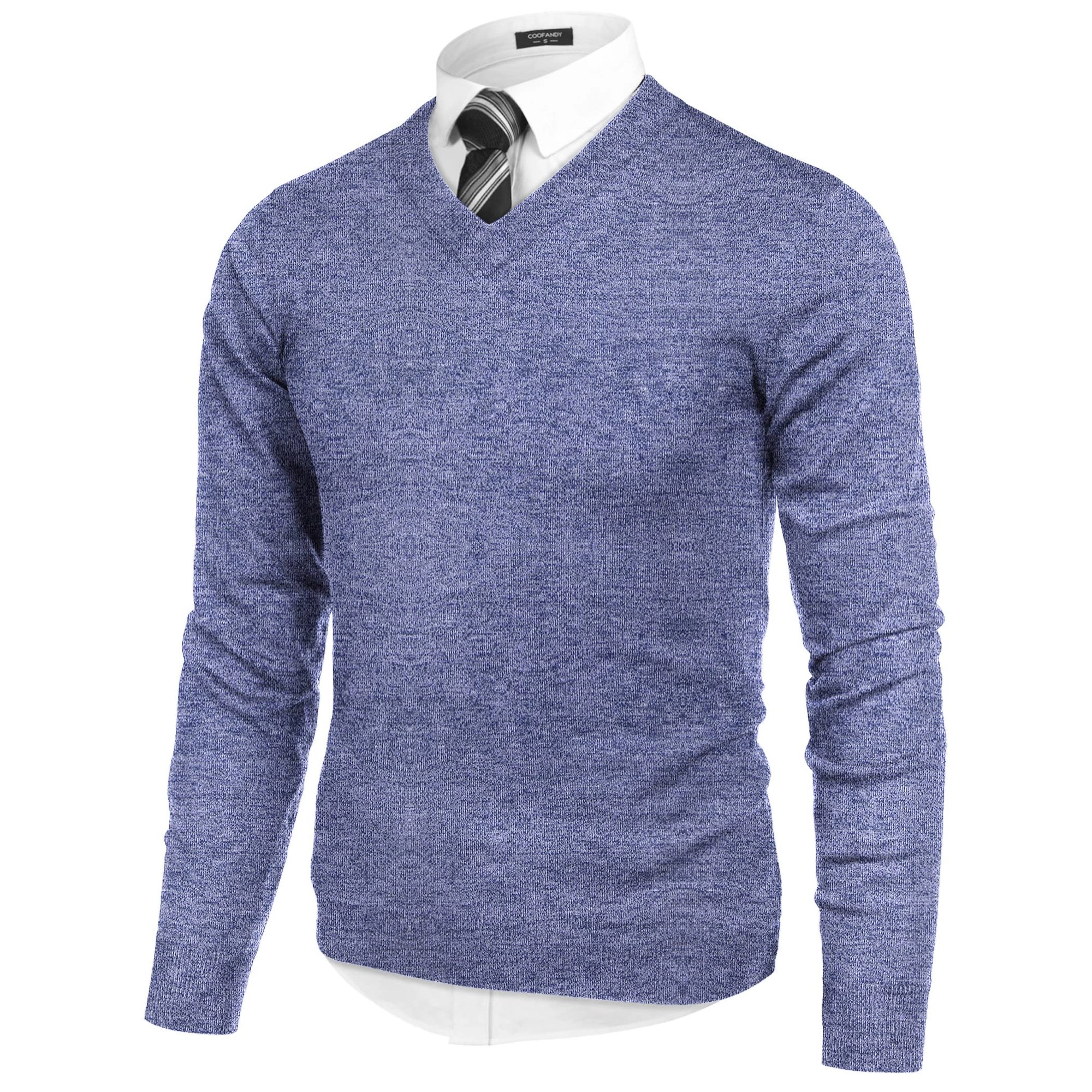COOFANDY Mens Wine Red V Neck Long Sleeve Sweater Slim Fit Pullover Casual Fall Tops