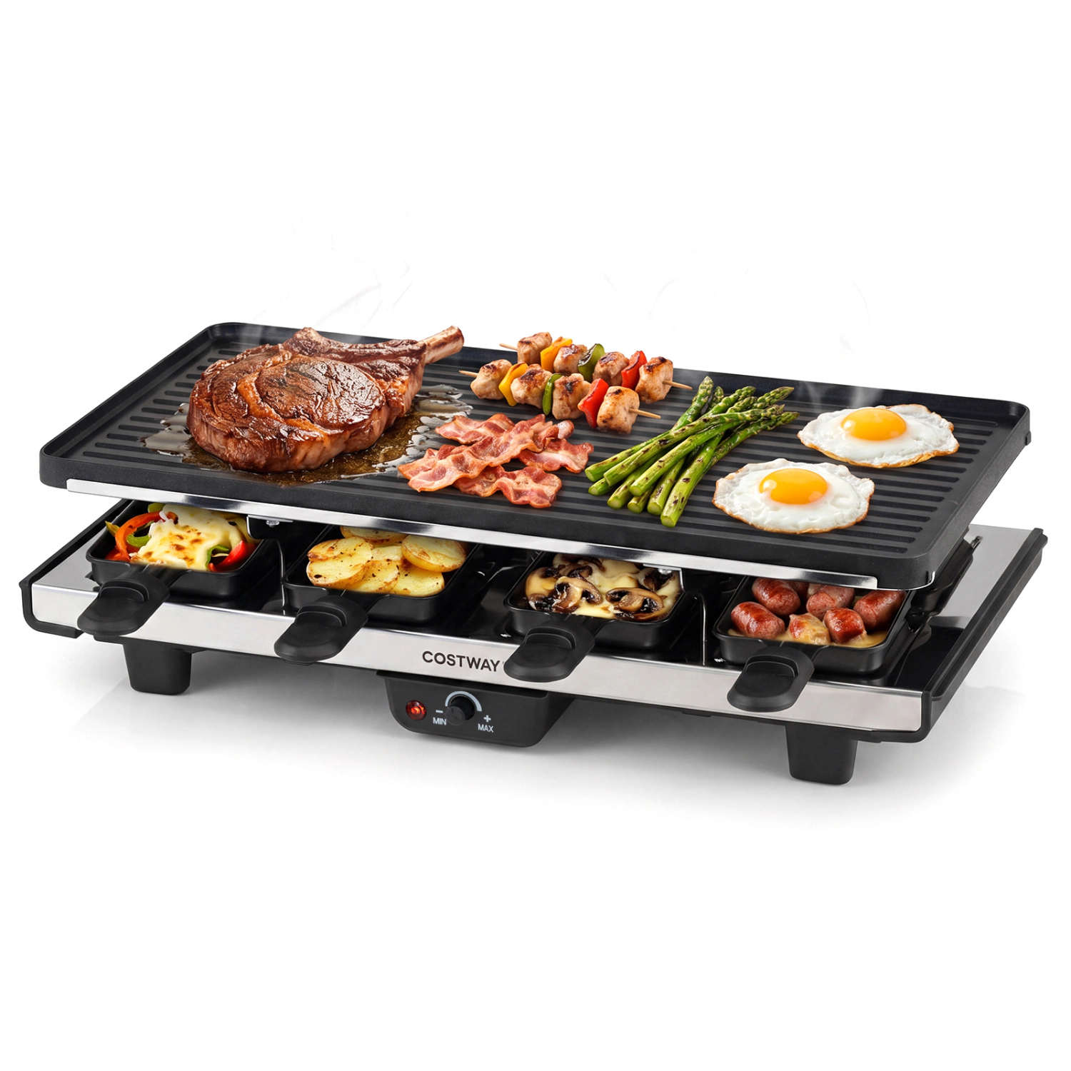 LJG 2-in-1 Table Grill and Griddle with Reversible Nonstick Plate for 8
