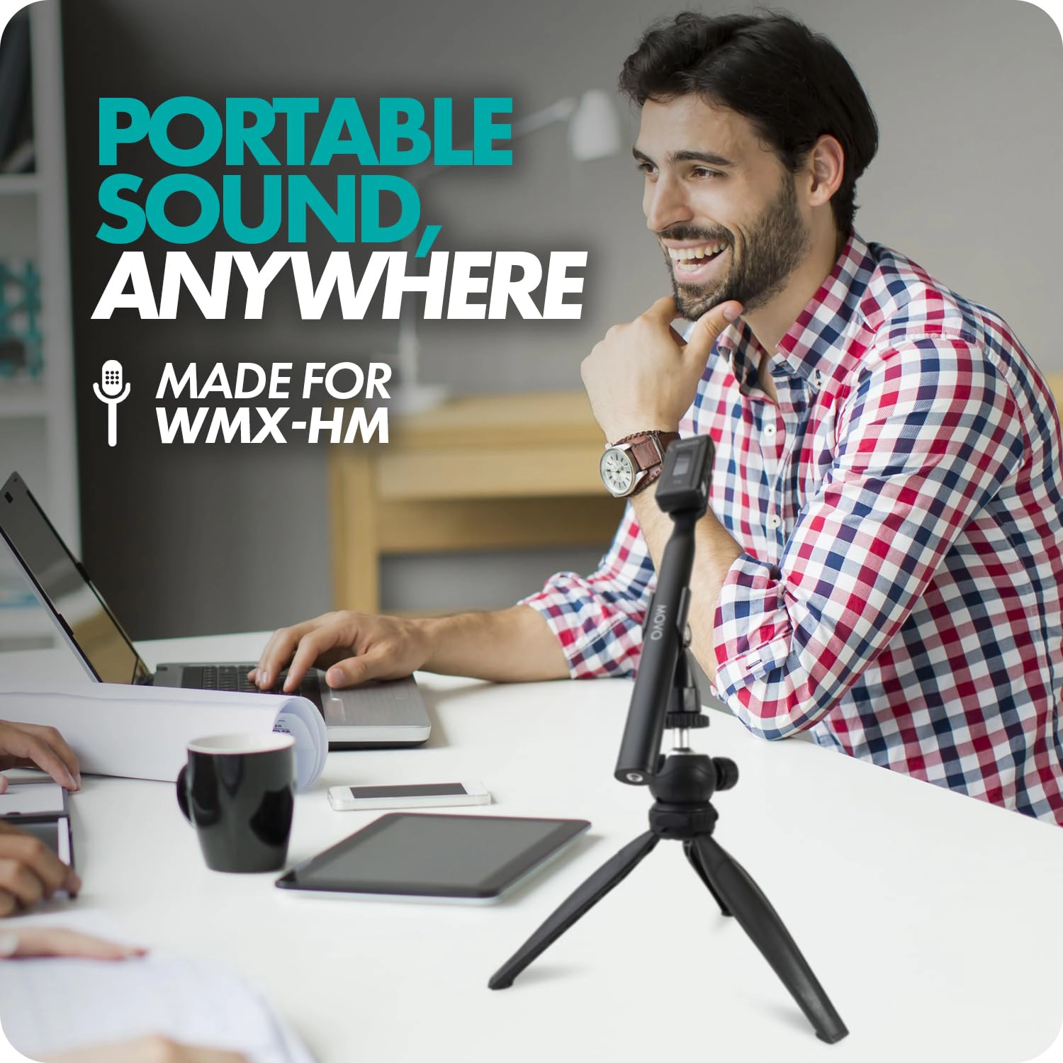 Movo HMT-2 Tabletop Tripod Microphone Stand for Movo WMX-HM and Rode Interview Go Handheld Wireless Mic Adapters